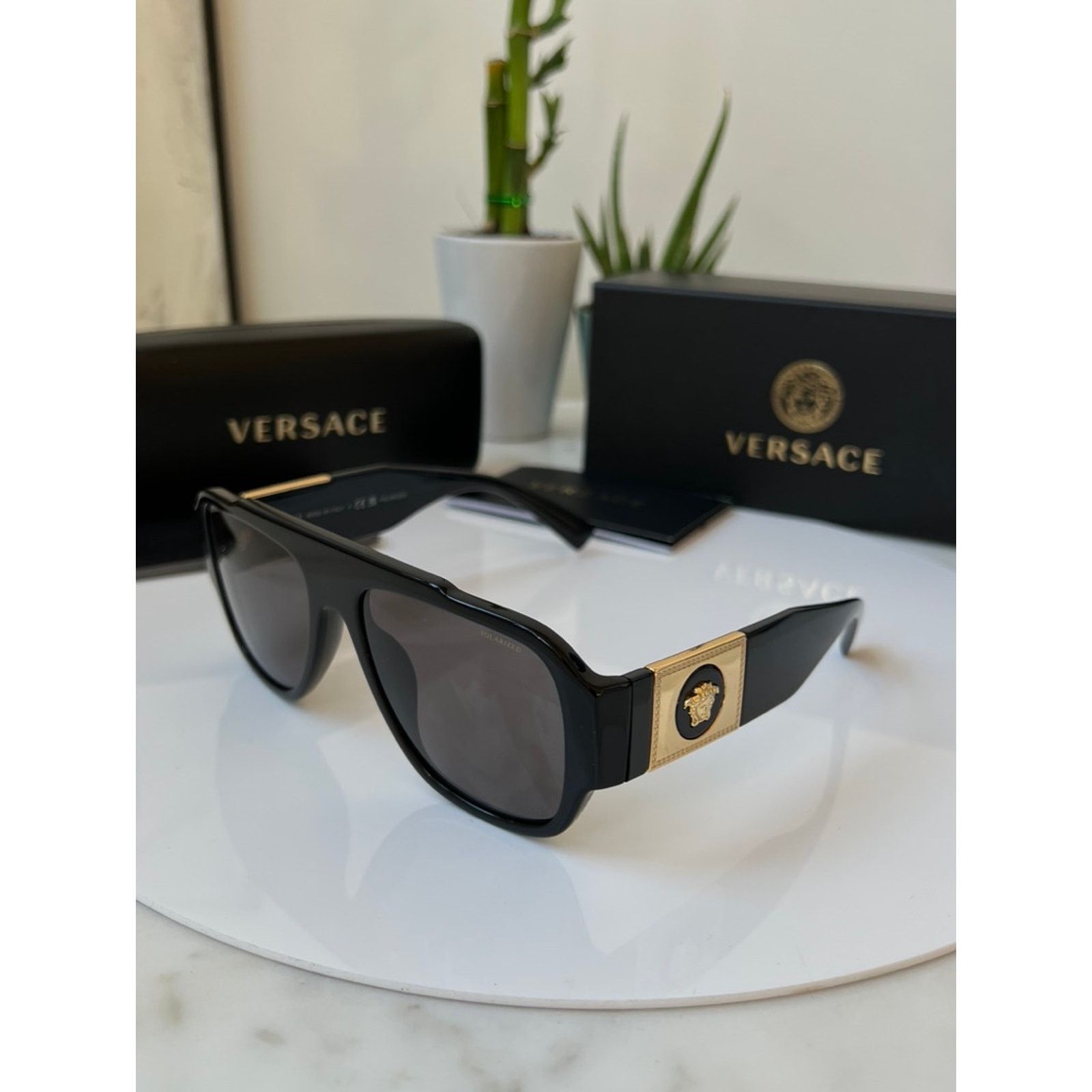 Versace NEW Versace VE4436U Polarized Black Aviator Sunglasses Size ONE SIZE - 5 Thumbnail