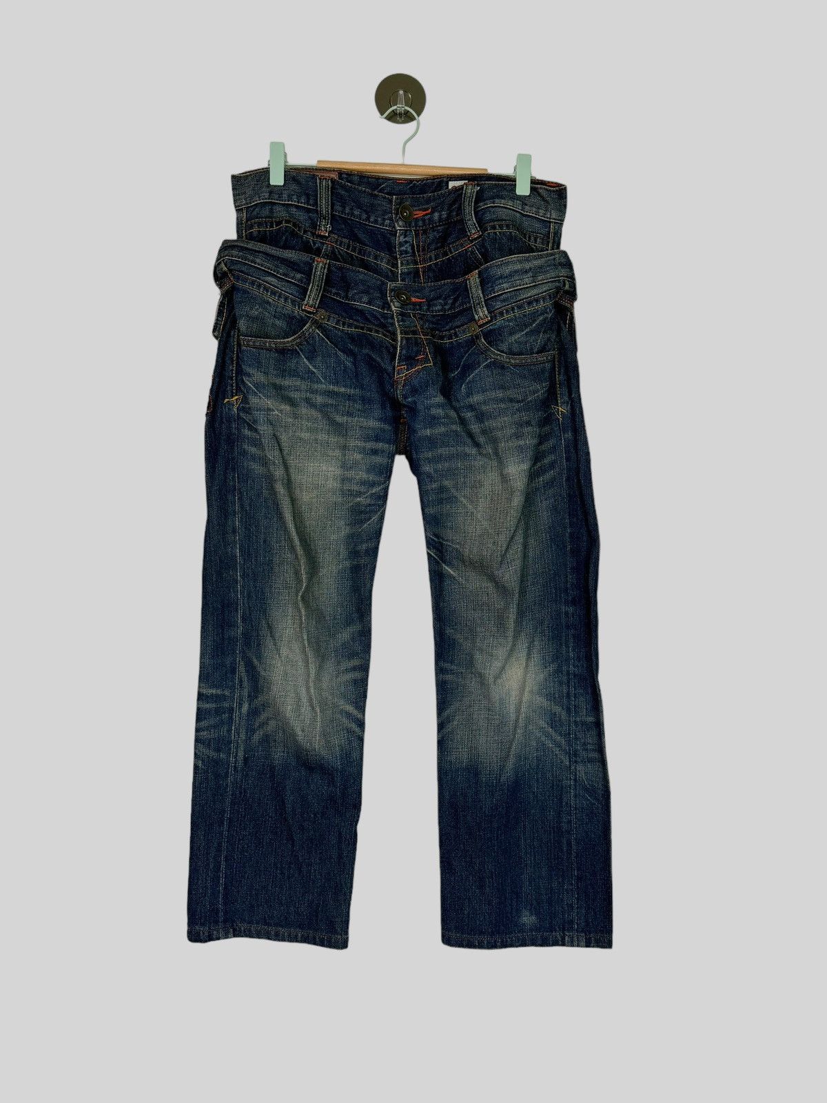 Hysteric Glamour × Japanese Brand Distressed Doube Waist Junya Watanabe Denim Jeans Size US 31 - 1 Thumbnail