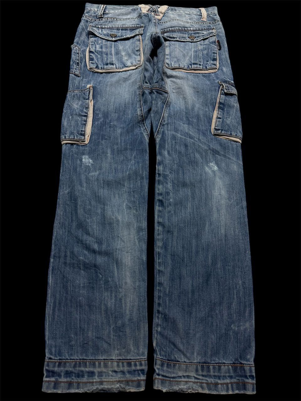 Japanese Brand 💥Insane💥90s DipoxBaxx Sand Washed Distressed Cargo Rare Jean Size US 32 / EU 48 - 2 Thumbnail