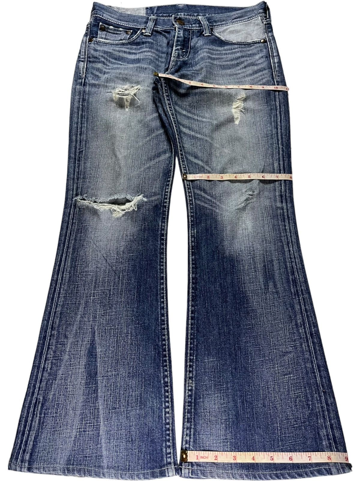Levi's × Levi's Vintage Clothing Vintage 90s Levis Star Faded Wash Distressed Flare Jeans Size 32" / US 10 / IT 46 - 13 Thumbnail