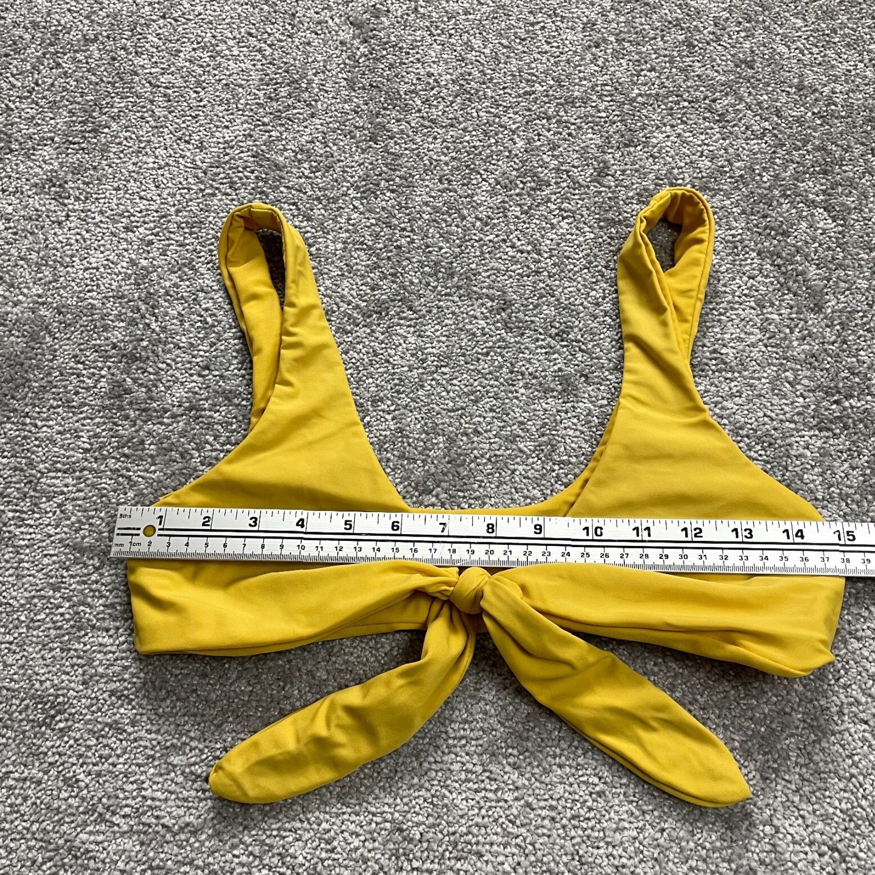 Vintage Women’s Yellow Bikini Top Medium Wide Strap Summer Beach Nylon Spandex Tie Front Swimwear Size M / US 6-8 / IT 42-44 - 5 Thumbnail