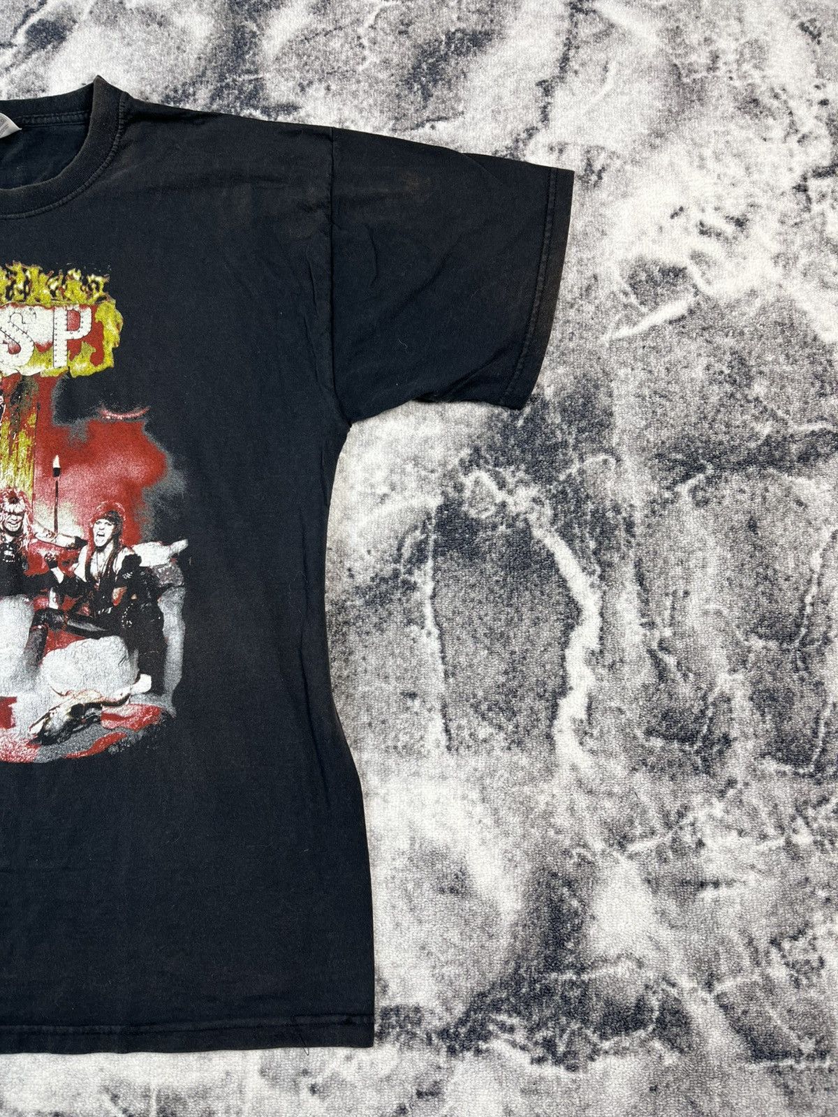 Fruit Of The Loom Vintage W.A.S.P Band Graphic Tee Faded Black Shirt Size US XL / EU 56 / 4 - 3 Thumbnail