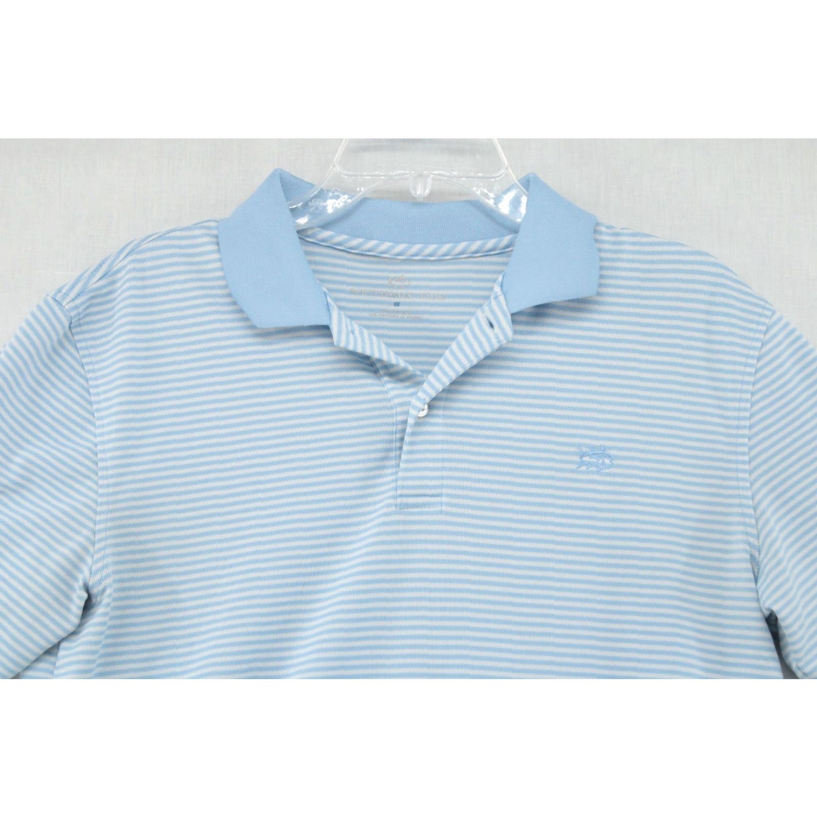 Southern Tide Southern Tide Shirt Size 6 Blue Striped Short Sleeve Polo Top Womens Size L / US 10 / IT 46 - 2 Thumbnail