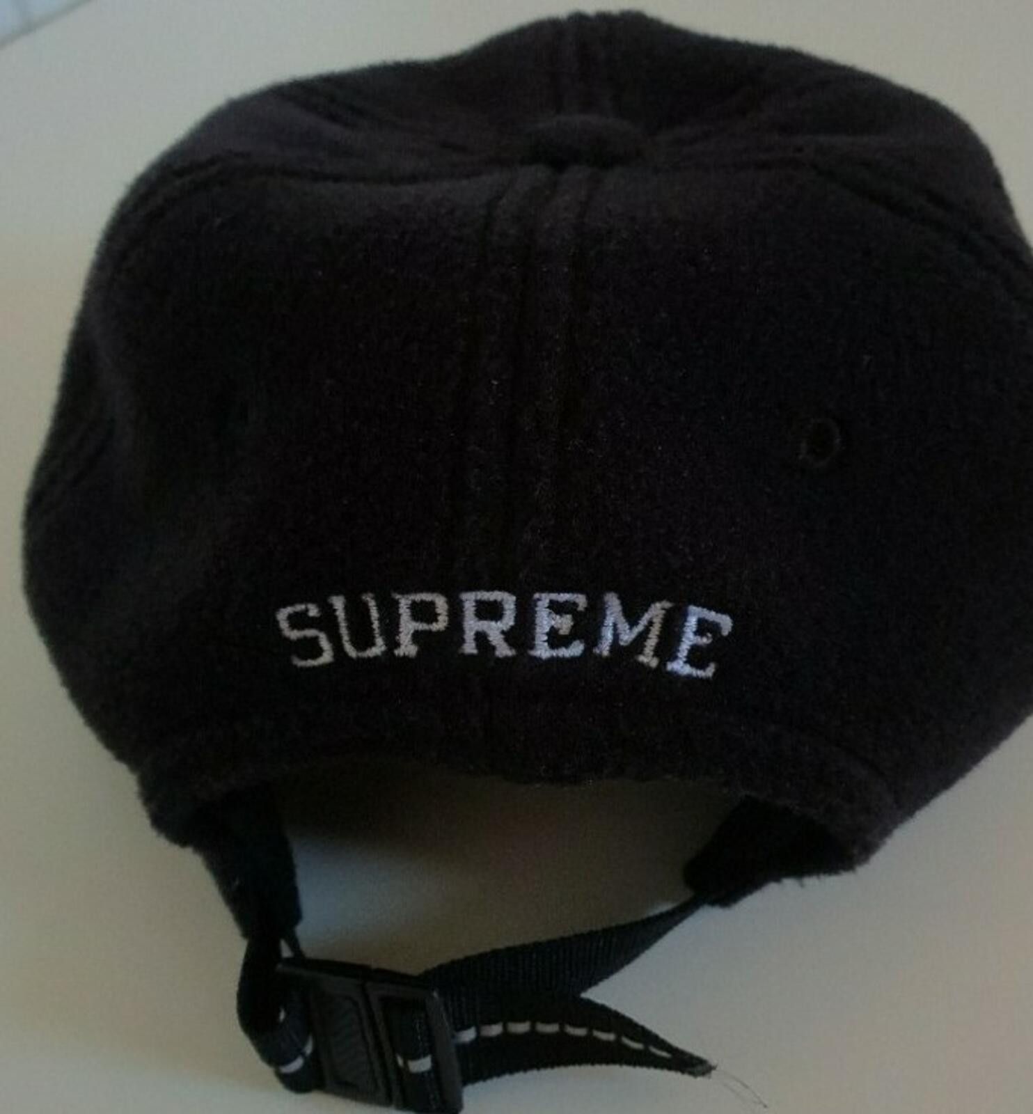 FW18 Supreme x Polartec S logo 6-panel black hat cap fleece