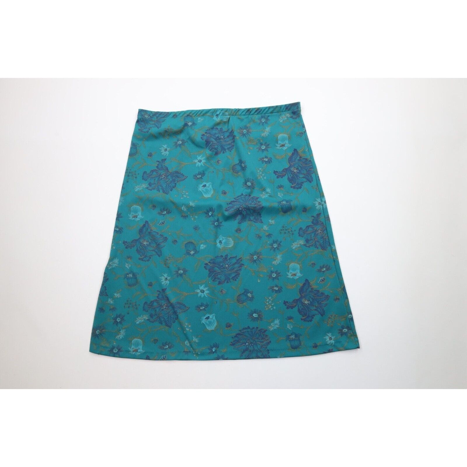 Vintage Vintage 70s Streetwear Metallic Flower Knit Skirt Size 38" / US 16 / IT 52 - 1 Thumbnail