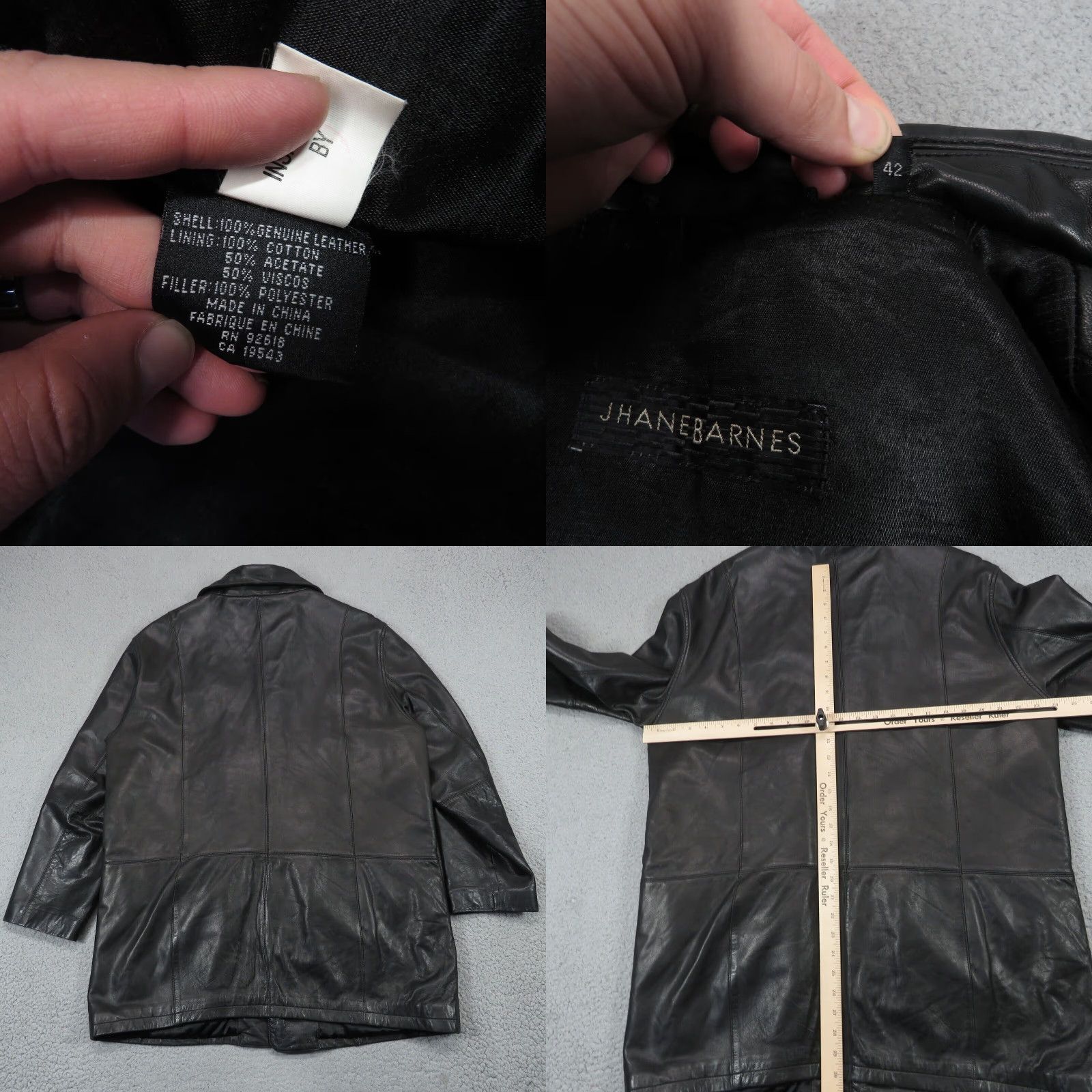 Vintage Jhane Barnes Leather Jacket Mens 42 Black Lambskin Overcoat 4 Button Lined Lamb Coat - Vintage? No Size US XS / EU 42 / 0 - 9 Thumbnail