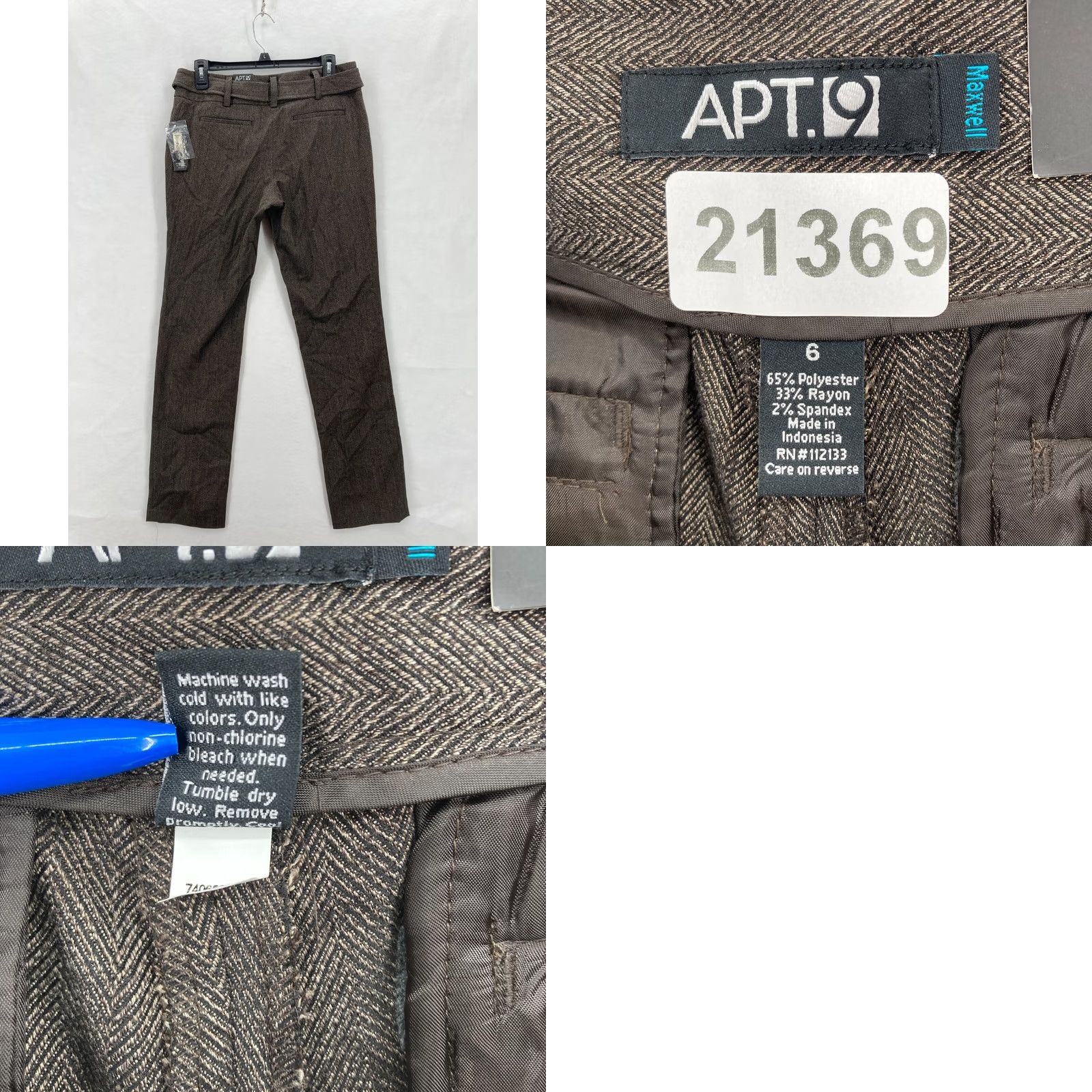 Apt. 9 Apt. 9 Maxwell Dress Pants Women's 6 Straight Leg Brown Stretch Fabric Mid Rise Size 24" / US 00 / IT 34 - 9 Thumbnail