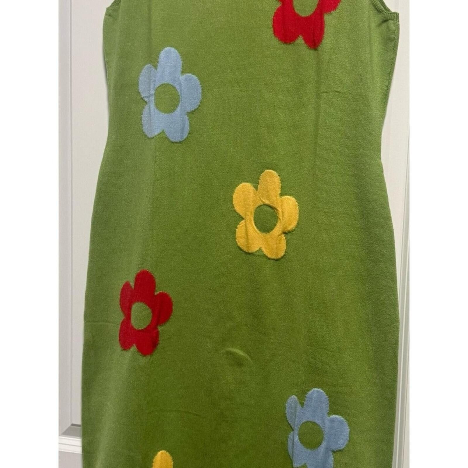 Other Zesica Green Floral Knit Mini Tank Dress Size L / US 10 / IT 46 - 6 Thumbnail