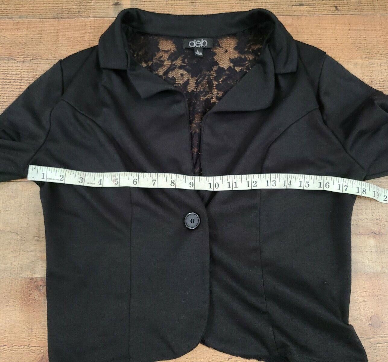 Debut Deb Blazer Black Large long Sleeve Lace Back Career Size L / US 10 / IT 46 - 5 Thumbnail