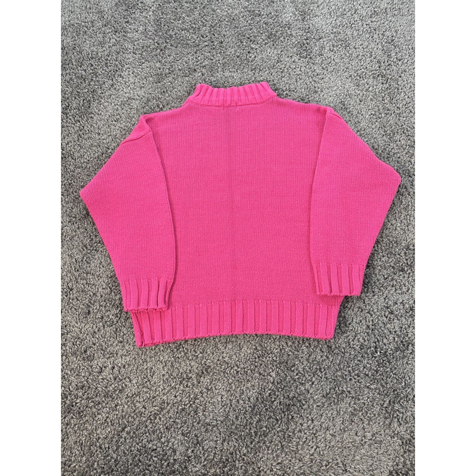Vintage VINTAGE Plum Sweater Womens M Knit Mock Neck Pink Cotton Chunky Knit 90s Preppy Fisherman Womens Size M / US 6-8 / IT 42-44 - 5 Thumbnail