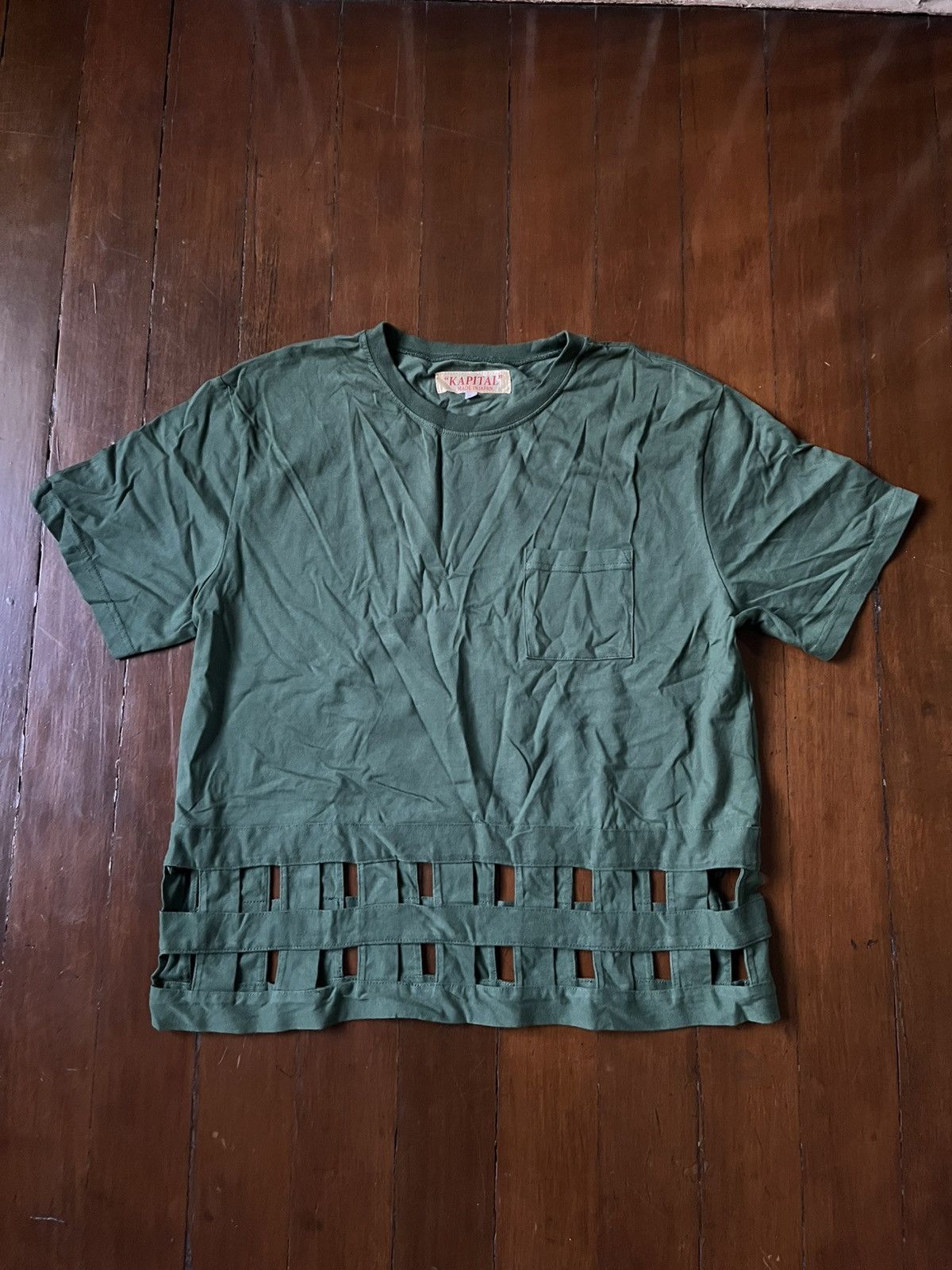 Kapital Kapital Windowpane eyelet-detail cotton T-shirt Tee Size US M / EU 48-50 / 2 - 2 Thumbnail