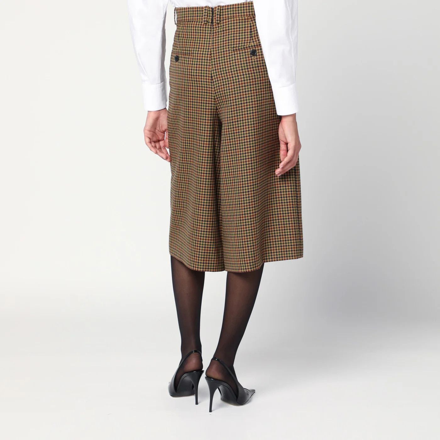 Saint Laurent Paris o1d2blof0526 Checked Wool Skirt in Beige Size 27" / US 4 / IT 40 - 4 Thumbnail
