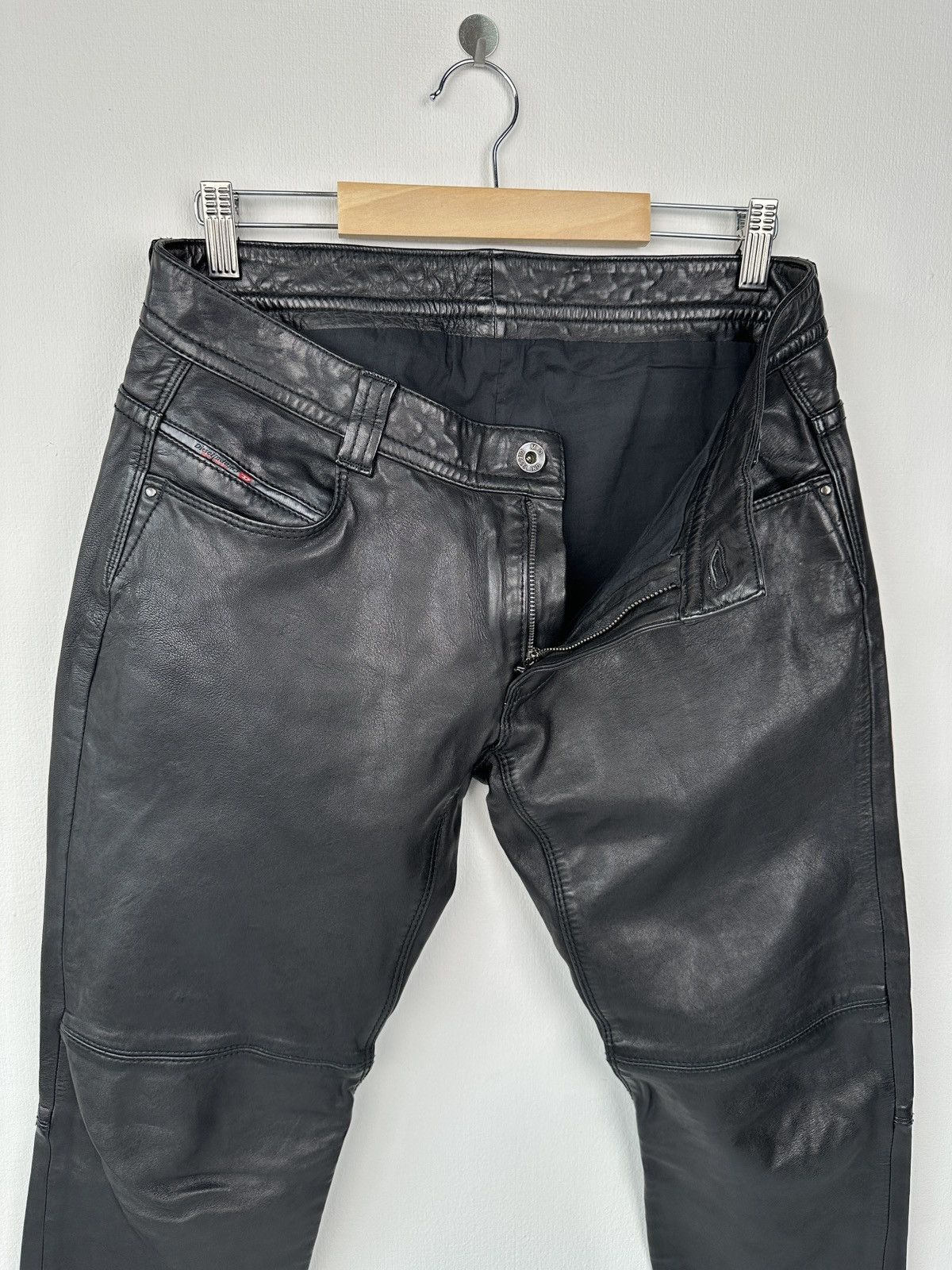 Diesel Y2K DIESEL 100% Leather Black Pants size 29 Vintage Size 29" - 15 Thumbnail
