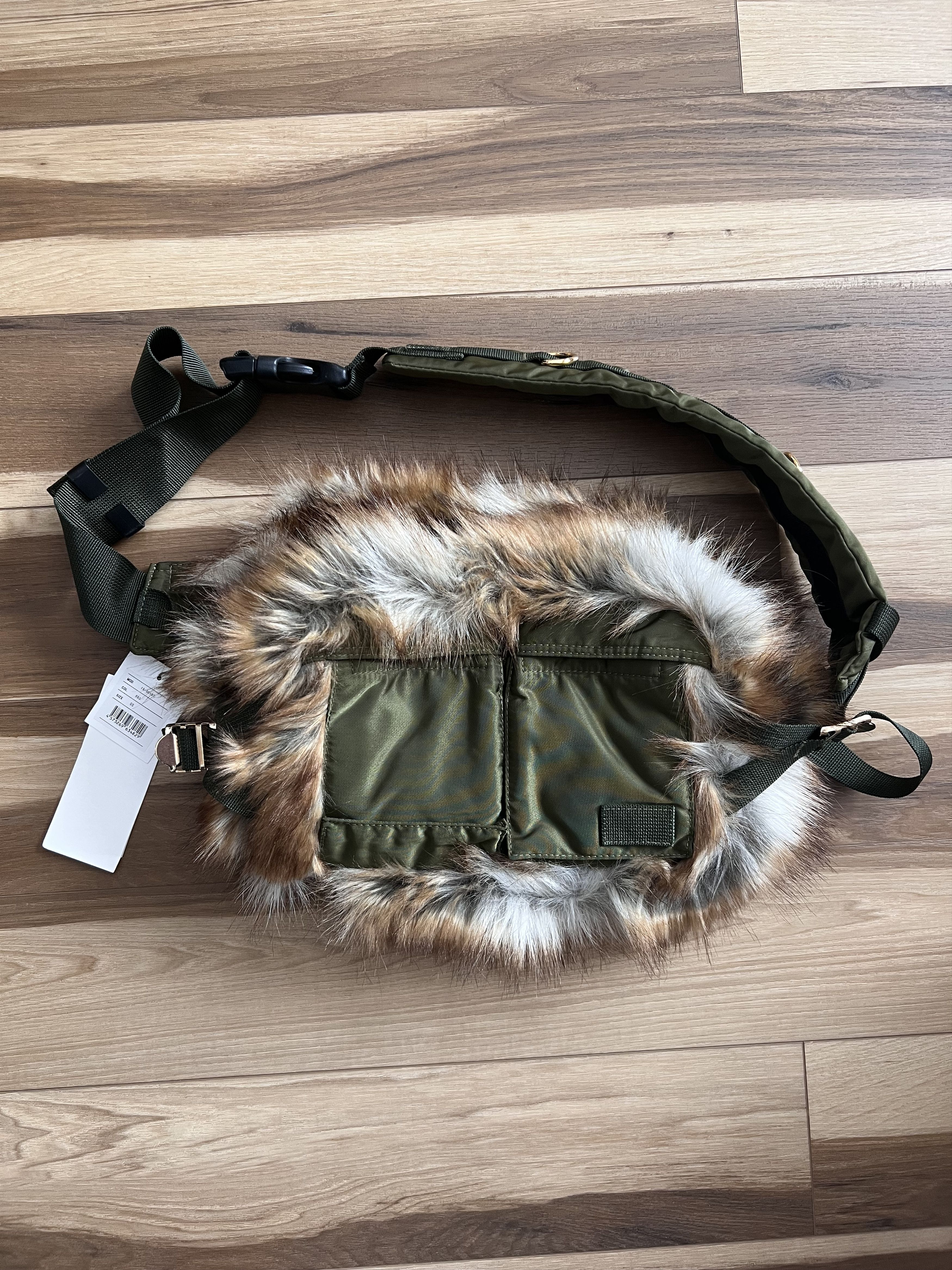 Porter × Sacai Porter Sacai Faux Fur Waist Bag in Olive