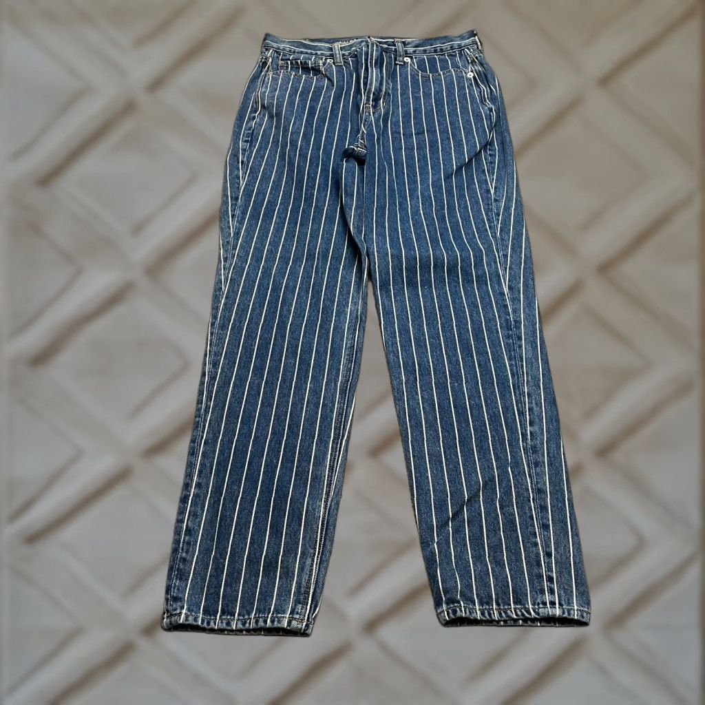 American Eagle Outfitters American Eagle Mom Jeans Womens 6 Blue Denim Dark Wash Striped Straight 29x28 Size 29" - 1 Thumbnail