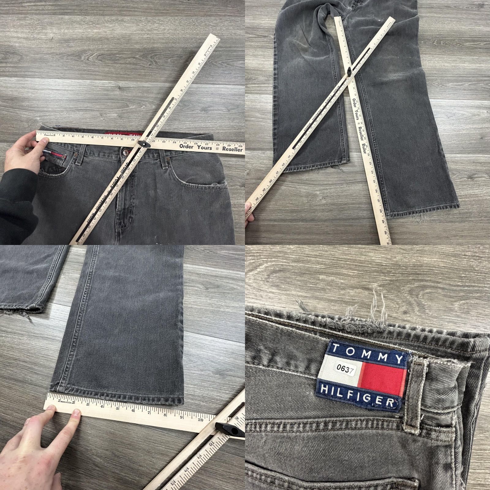 Tommy Hilfiger VINTAGE Tommy Hilfiger Jeans 36x29 Denim Gray Straight Leg Men 90s Y2K Distressed Cotton Charcoal Wash 5-Pocket Regular Zip Fly Mens Size US 36 / EU 52 - 8 Thumbnail