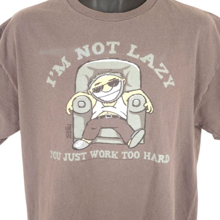 Delta Im Not Lazy T Shirt Mens Large Brown You Just Work Too Hard Delta Crew Neck Short Sleeve Cotton Shirt Size US L / EU 52-54 / 3 - 2 Thumbnail