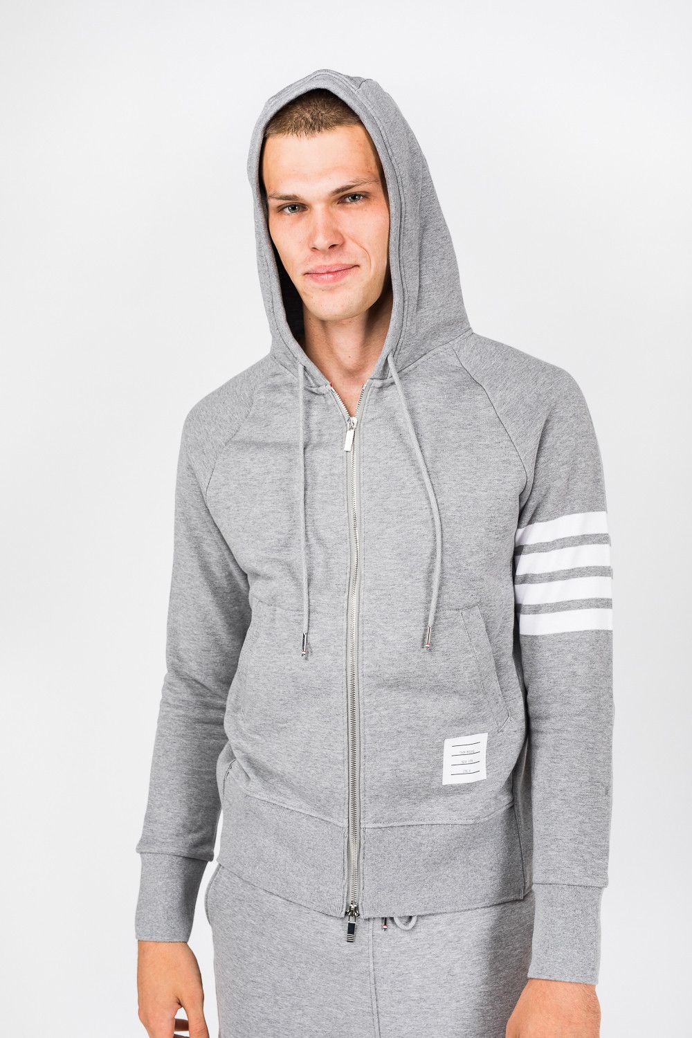 Thom Browne o1s22i1n1124 4-Bar Zip-up Hoodie in Grey Size US L / EU 52-54 / 3 - 2 Thumbnail