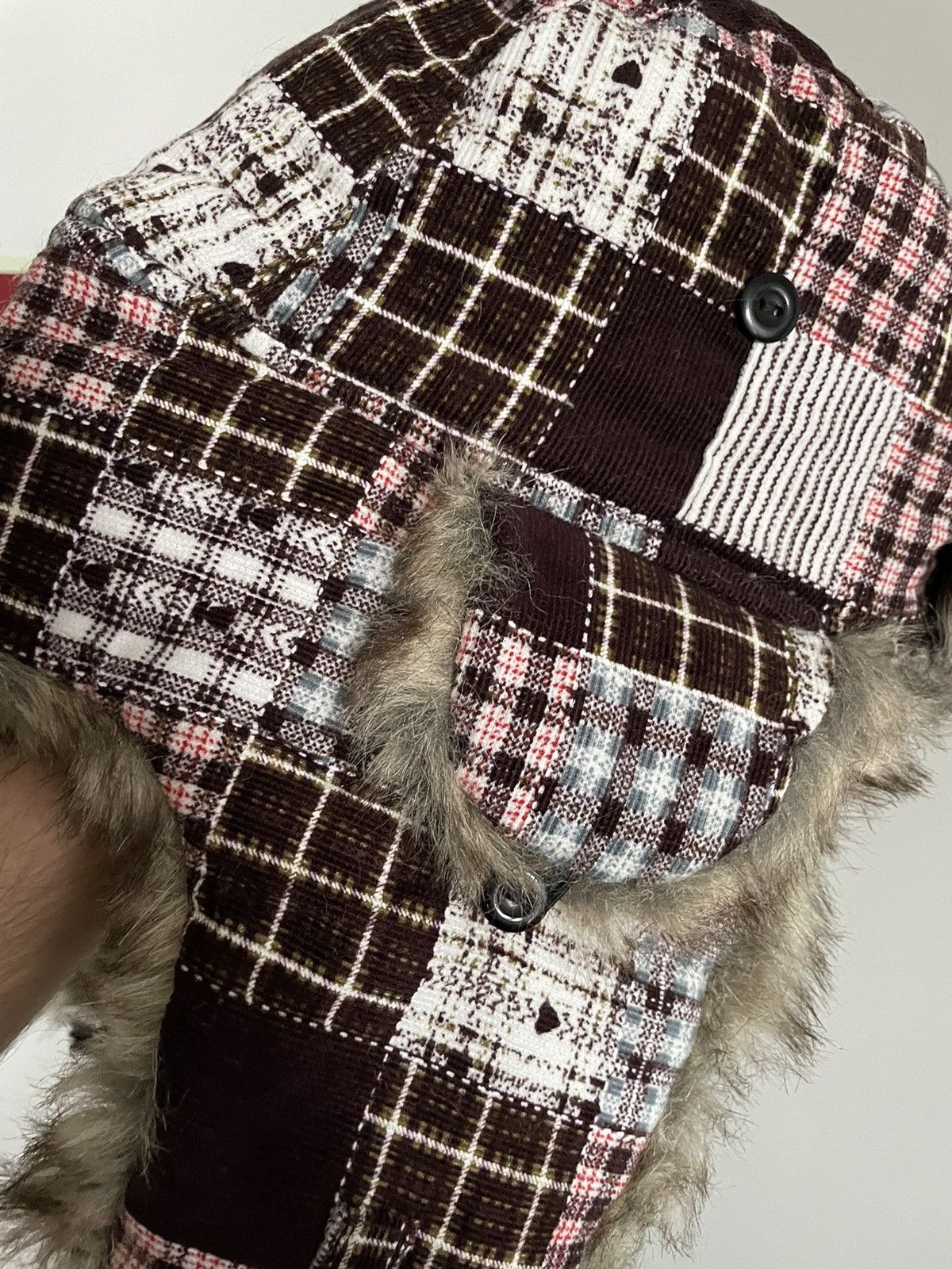Hysteric Glamour Vintage Patchwork Earflaps hat fur patchwork pink Size ONE SIZE - 4 Thumbnail
