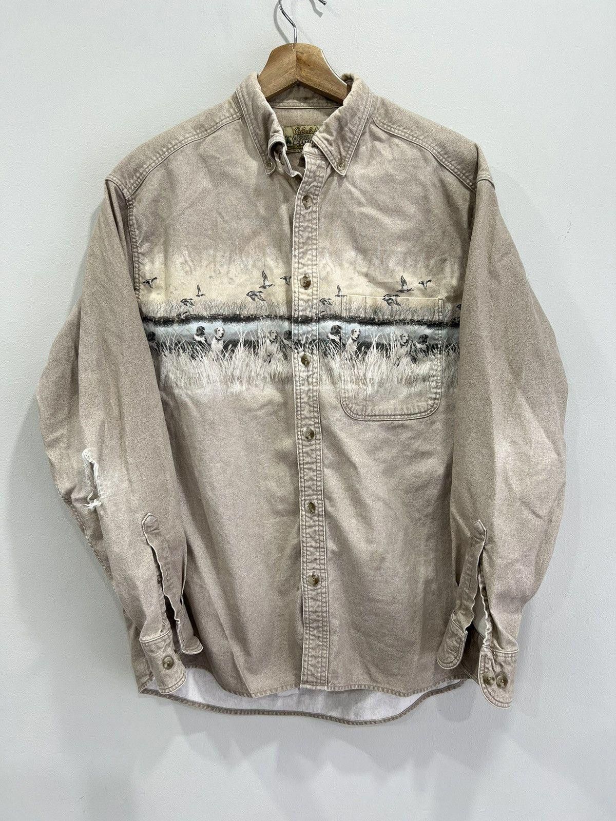 Vintage Vintage Cabela Chamois Button Shirt dog hunting animal Size US L / EU 52-54 / 3 - 1 Thumbnail