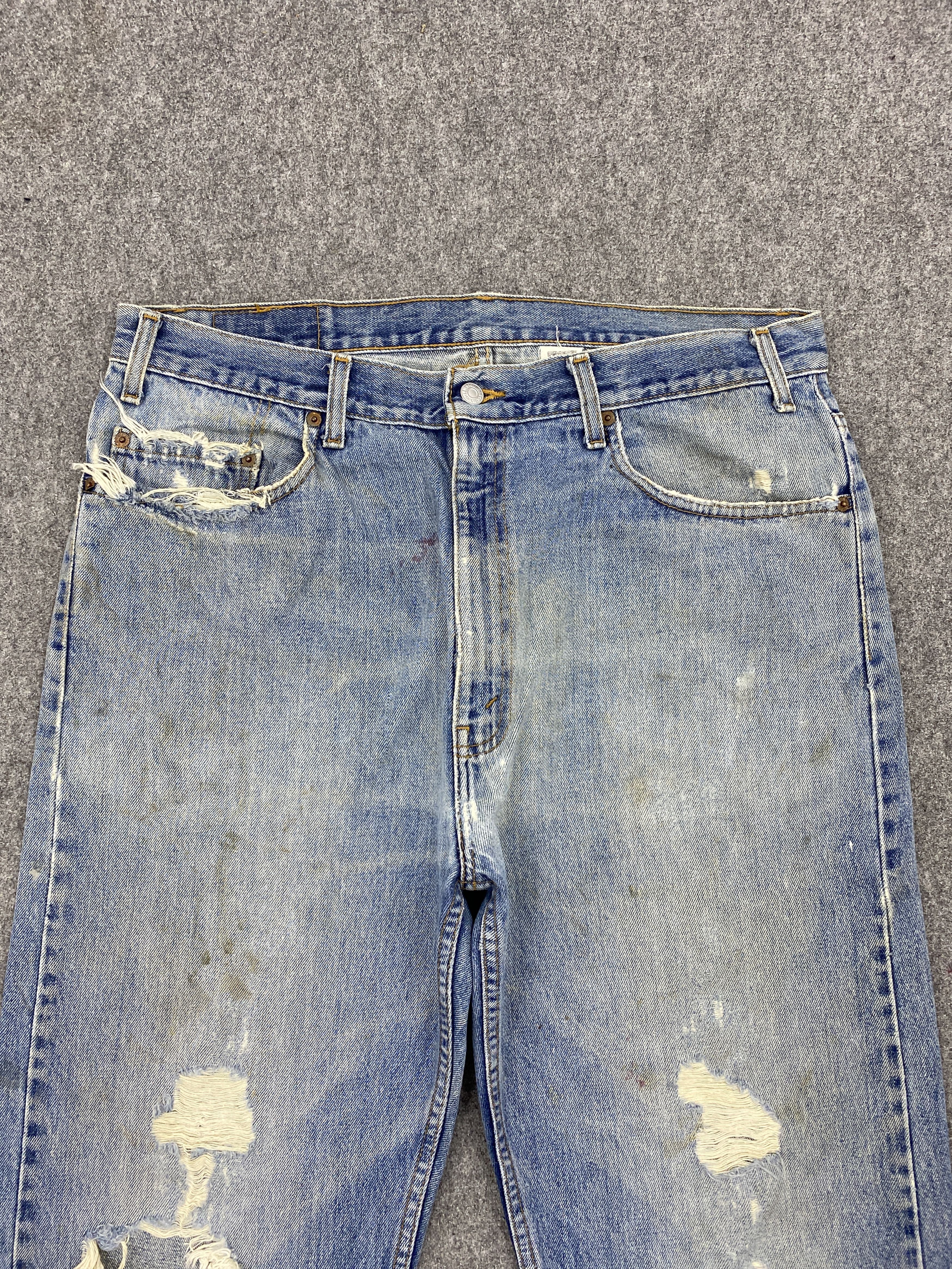 Levi's × Vintage Distressed Vintage 90s Levis 505 Faded Blue Jeans DP2618 Size US 34 / EU 50 - 2 Thumbnail