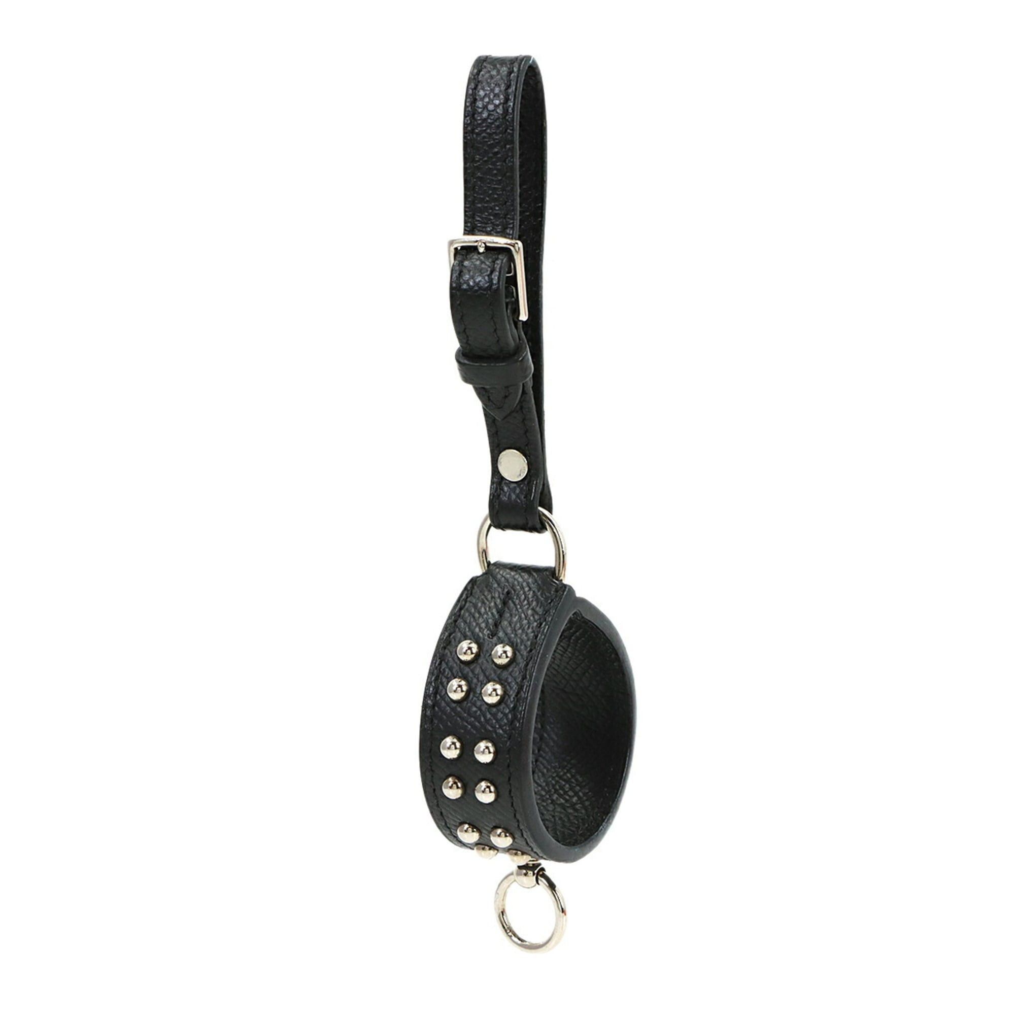 Hermes Hermes Collier de Chien Anneaux bag charm, Epsom leather, black, A stamp, silver hardware. Size ONE SIZE - 1 Thumbnail