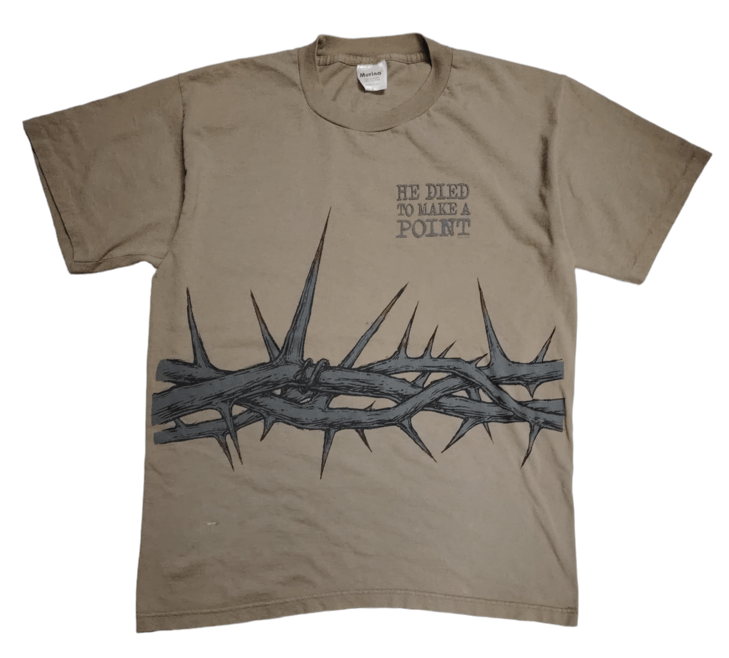 Designer × Vintage VTG Jesus Shirt XL 90s Christ Wrap Around Thorn Crown Size US L / EU 52-54 / 3 - 1 Thumbnail