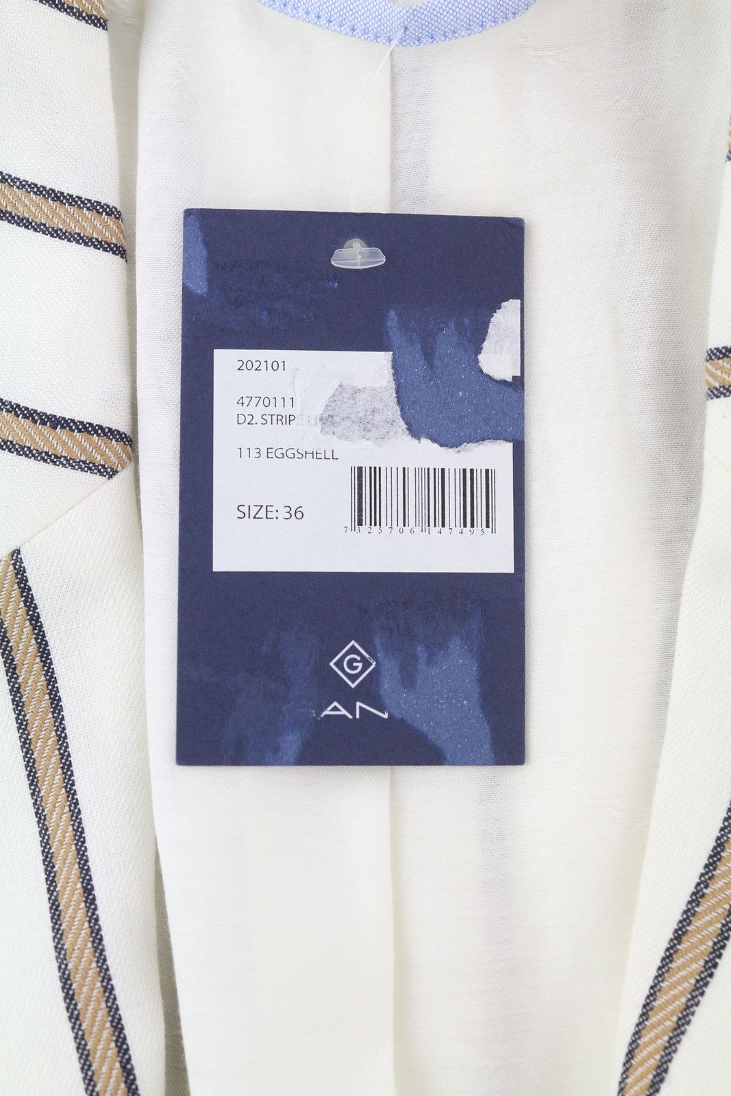 Gant STRIPE LINEN EU36 Off-White Linen Notch Blazer 85336 Size S / US 4 / IT 40 - 7 Thumbnail
