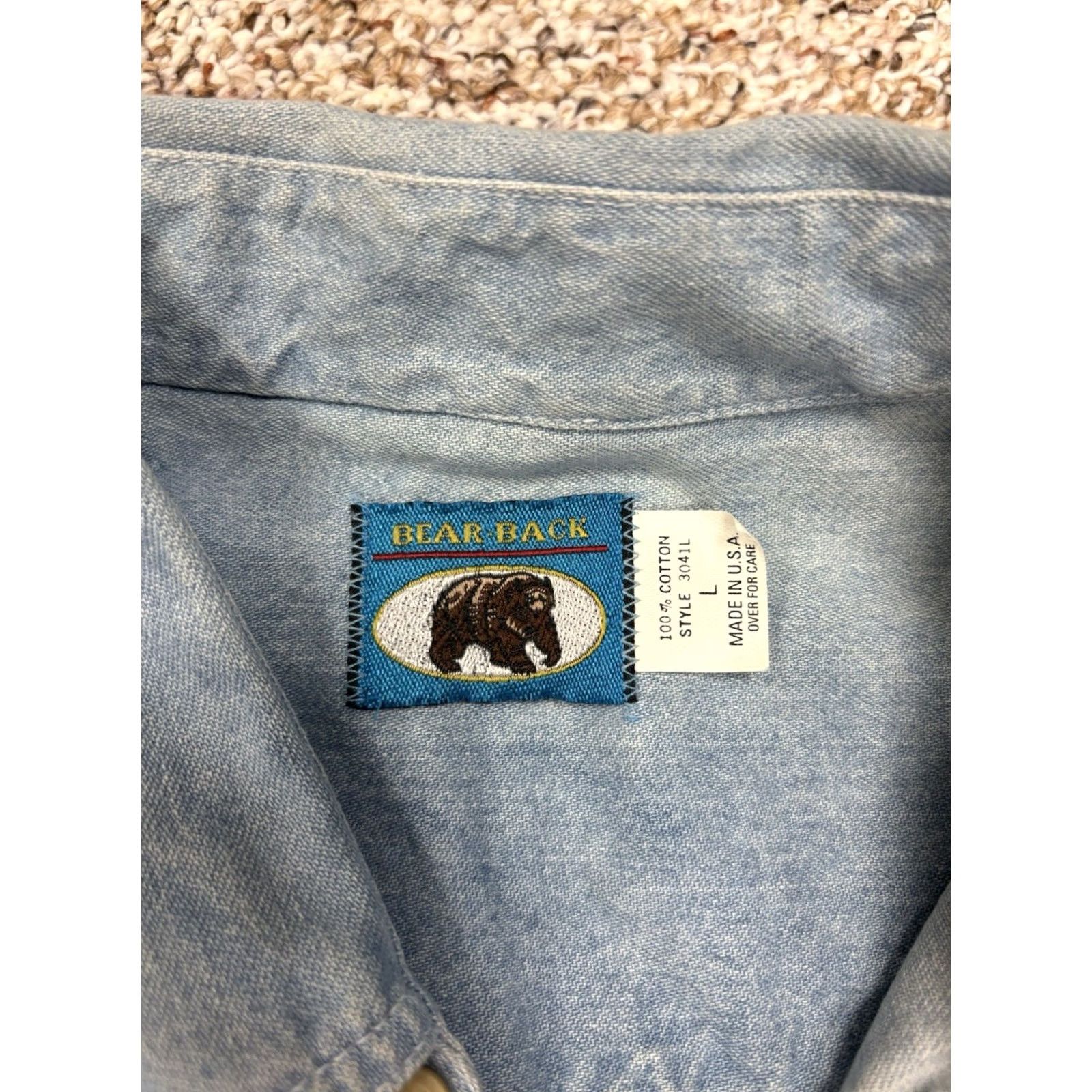 Vintage VINTAGE Bear Back Denim Jacket Shirt? Size US L / EU 52-54 / 3 - 7 Thumbnail