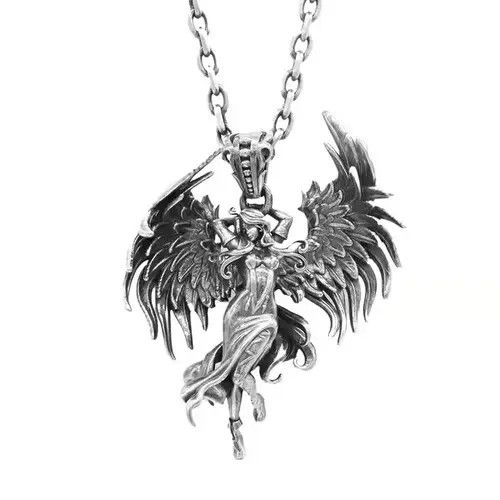 Vintage Evil Angel Wings Goddess Pendant Necklace Size ONE SIZE - 1 Thumbnail