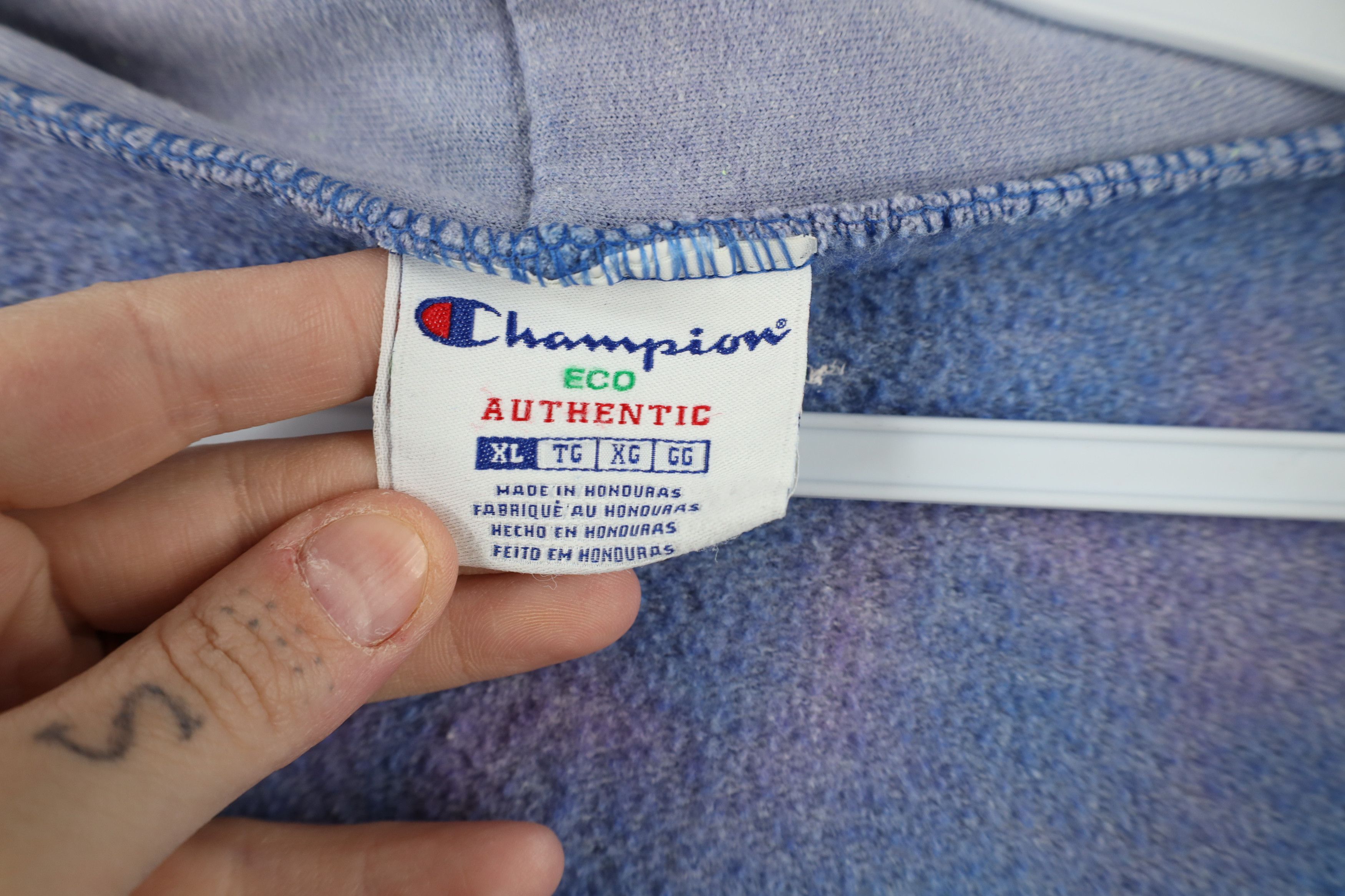 Champion × Vintage Vintage Champion Acid Wash Full Zip Hoodie Sweatshirt Blue Size US XL / EU 56 / 4 - 12 Thumbnail