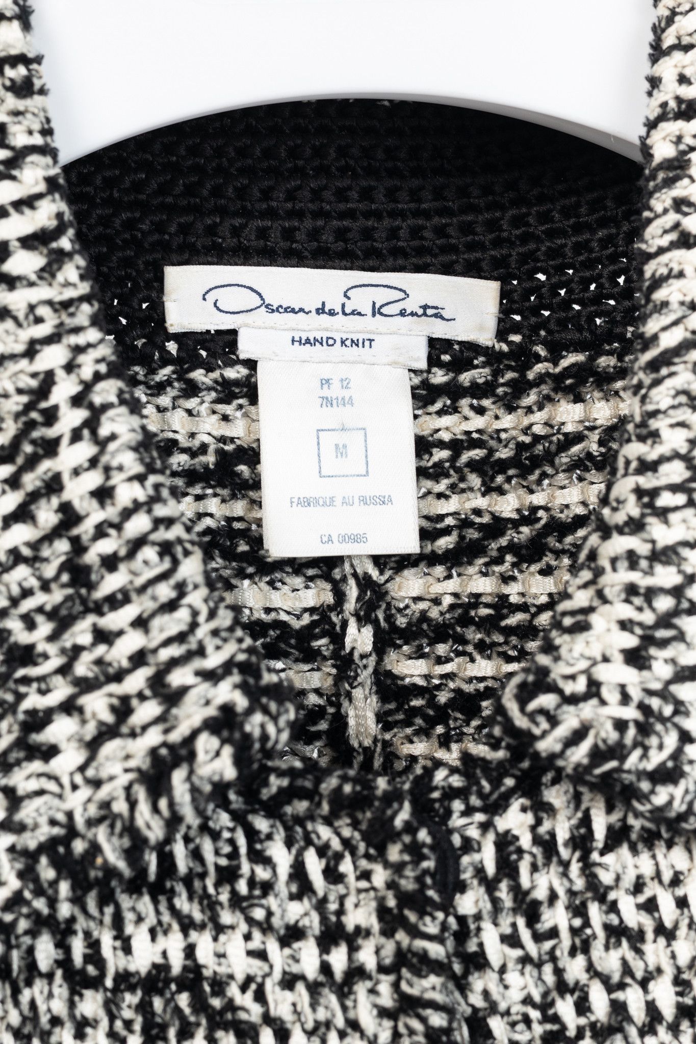 Oscar De La Renta Oscar de la Renta PF/12 White & Black Silk-Blend Knit Blazer Size M / US 6-8 / IT 42-44 - 4 Thumbnail
