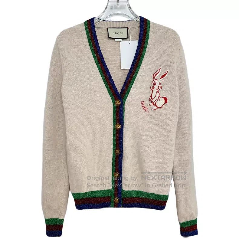 Gucci Gucci Color-blocked striped wool V-neck single-breasted lo Size XS / US 0-2 / IT 36-38 - 1 Thumbnail