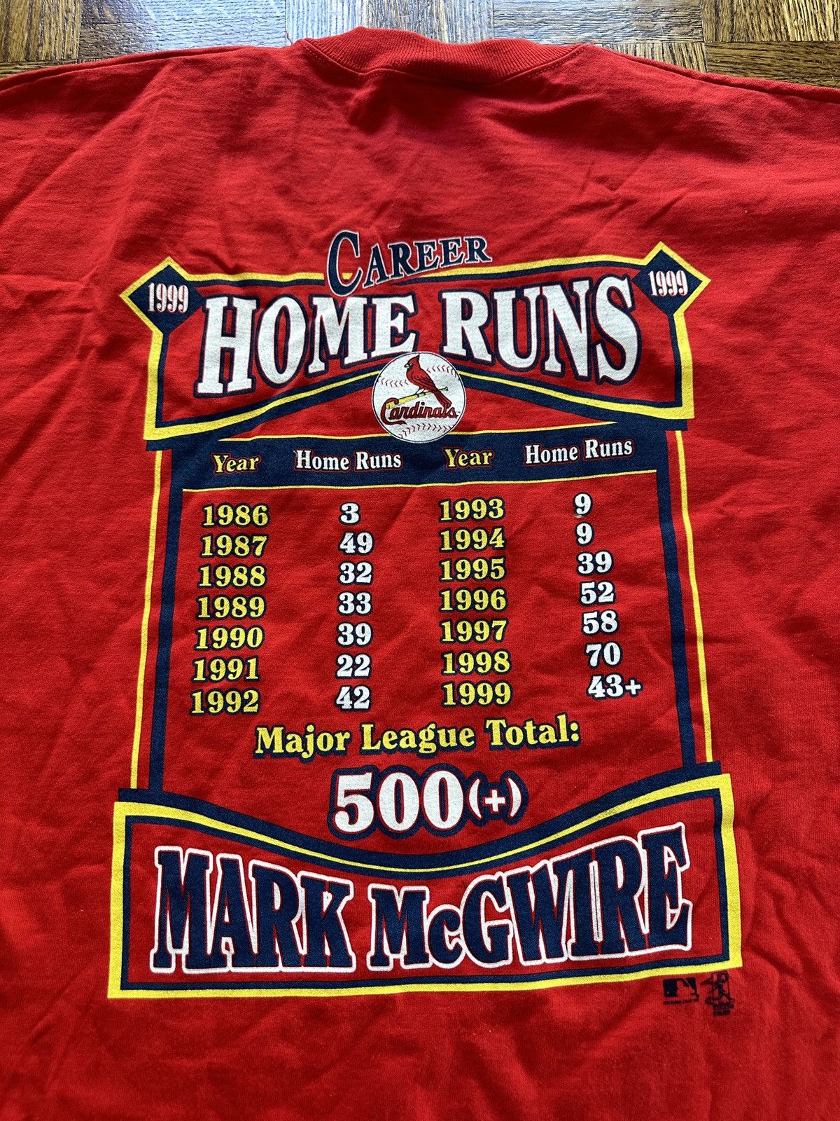 Vintage Vintage 90s Mark McGwire Home Run Graphic Tee Size US XXL / EU 58 / 5 - 9 Thumbnail