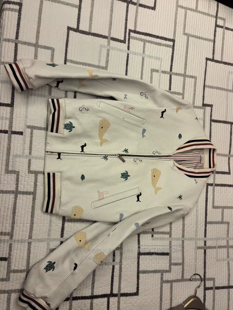 Thom Browne Thom Browne White embroidered leather jacket Size US XS / EU 42 / 0 - 1 Thumbnail