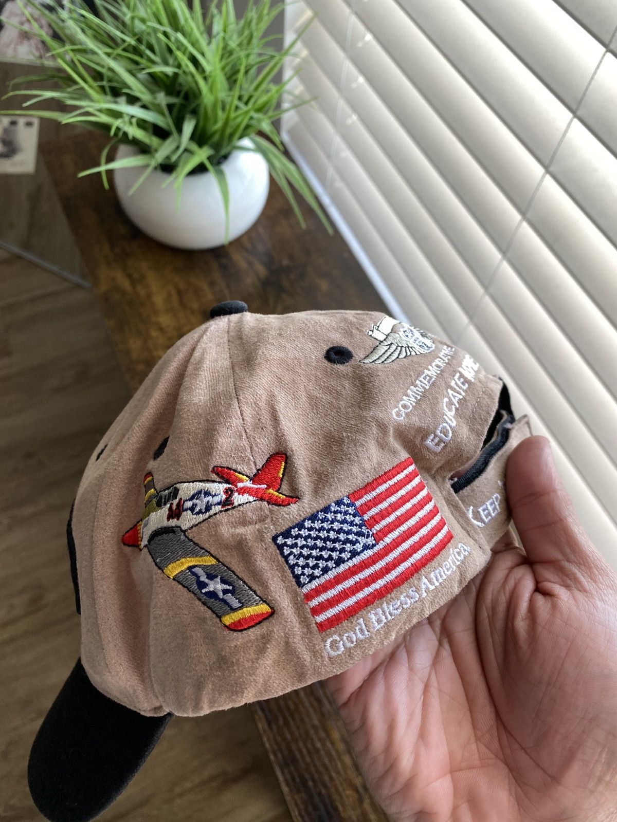 Vintage US Military P-51 Mustang Fighter Jet Plane Hat Size ONE SIZE - 3 Thumbnail