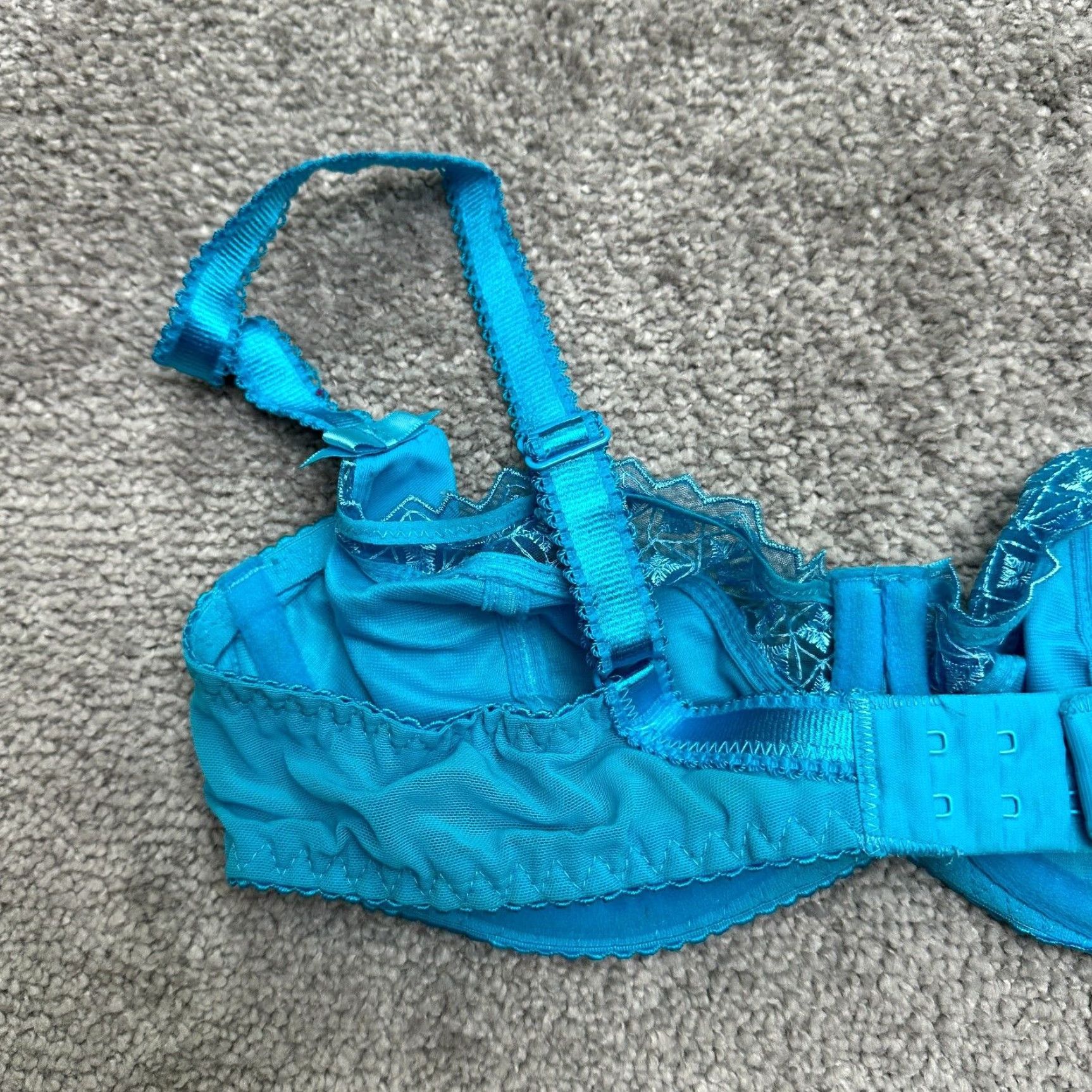 Vintage Curvy Kate Unpadded Underwired Lace Bow Bra Womens 34D Blue Adjustable Strap Size ONE SIZE - 3 Thumbnail