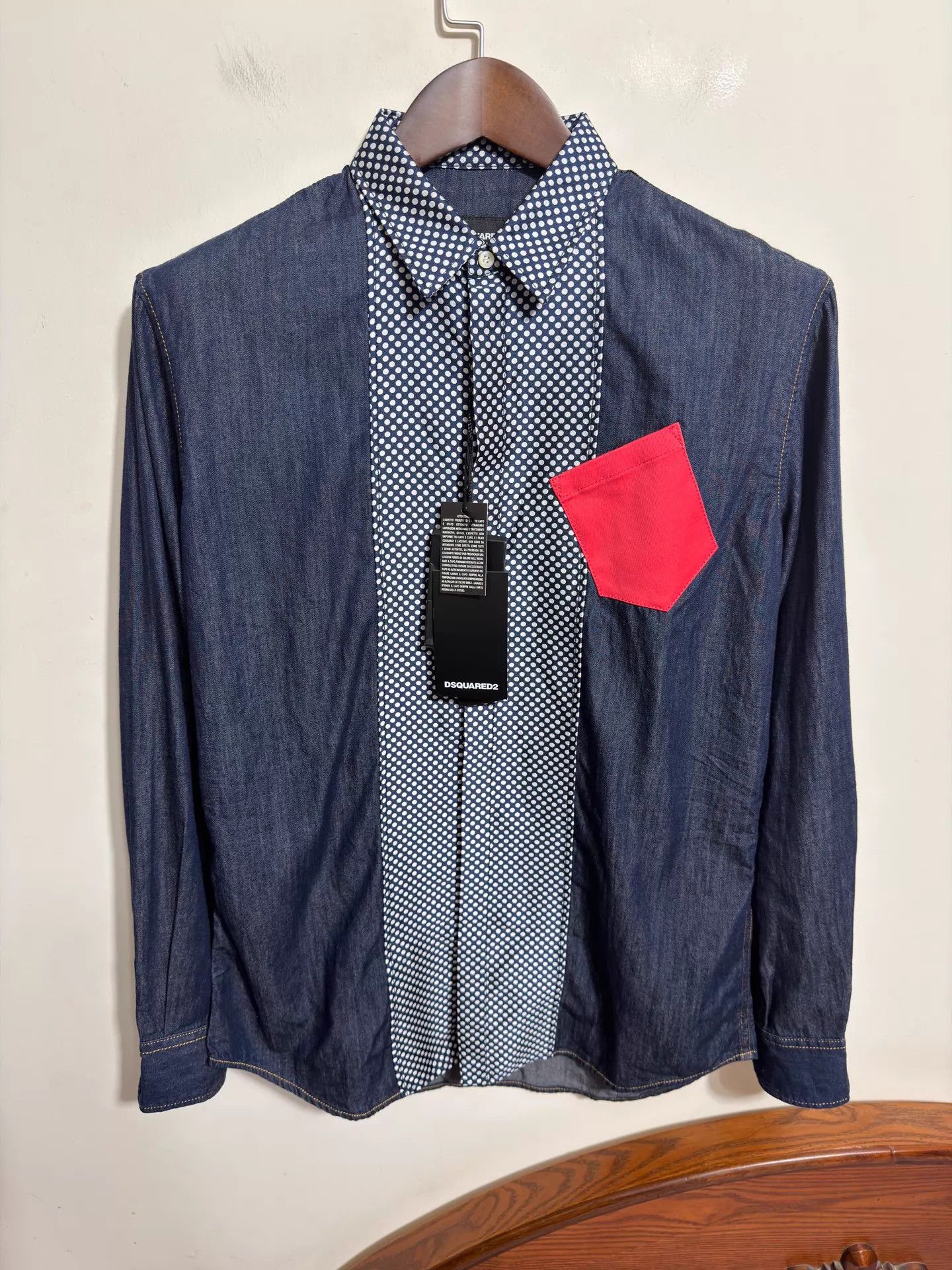 Dsquared2 Dsquared2 D2 Polka Dot Denim Shirt Jacket 46 Red Size US S / EU 44-46 / 1 - 1 Thumbnail
