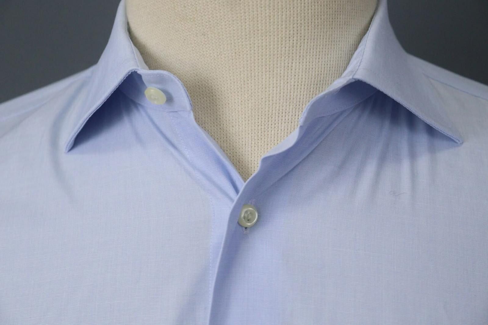 Designer Boggi Blue Cotton Collared Button Front Dress Shirt Size 40 Size 38R - 5 Thumbnail