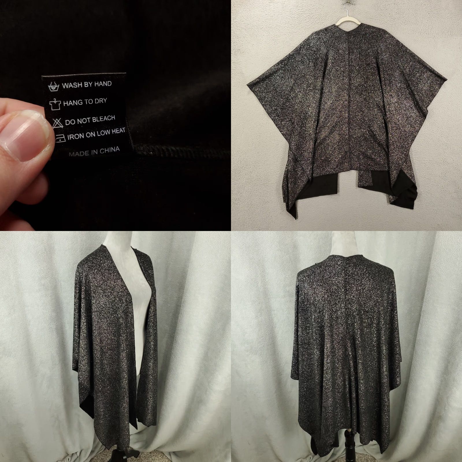Vintage Full Figured Fashionista Cardigan Womens One Size Plus Black Shimmer NWT New Size ONE SIZE - 8 Thumbnail