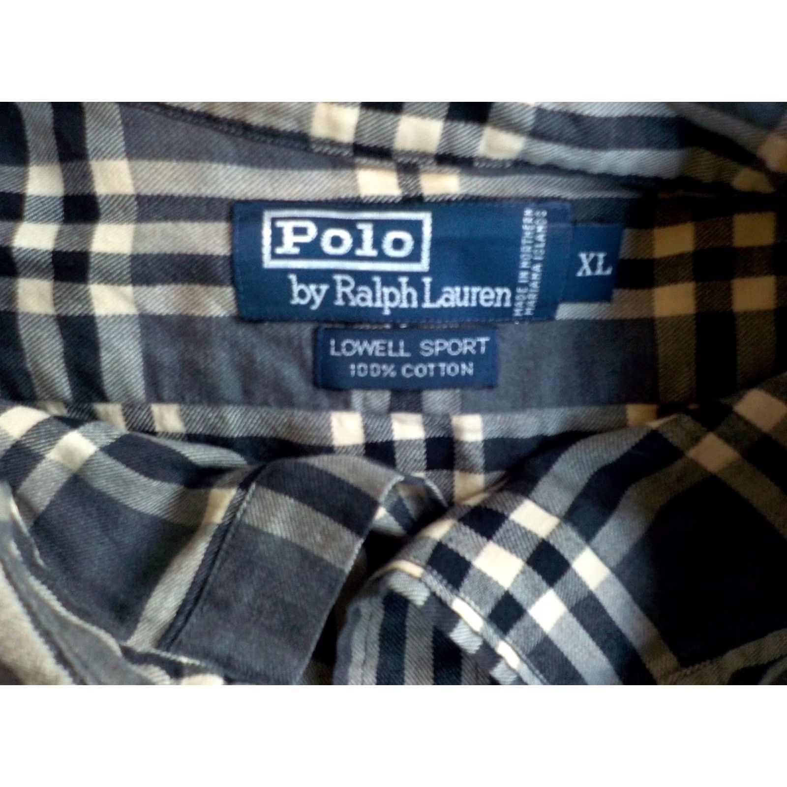 Polo Ralph Lauren Polo Ralph Lauren Lowell Sport Plaid Long Sleeve Button-Up Shirt Mens XL Gray/Ivory Cotton Size US XL / EU 56 / 4 - 4 Thumbnail