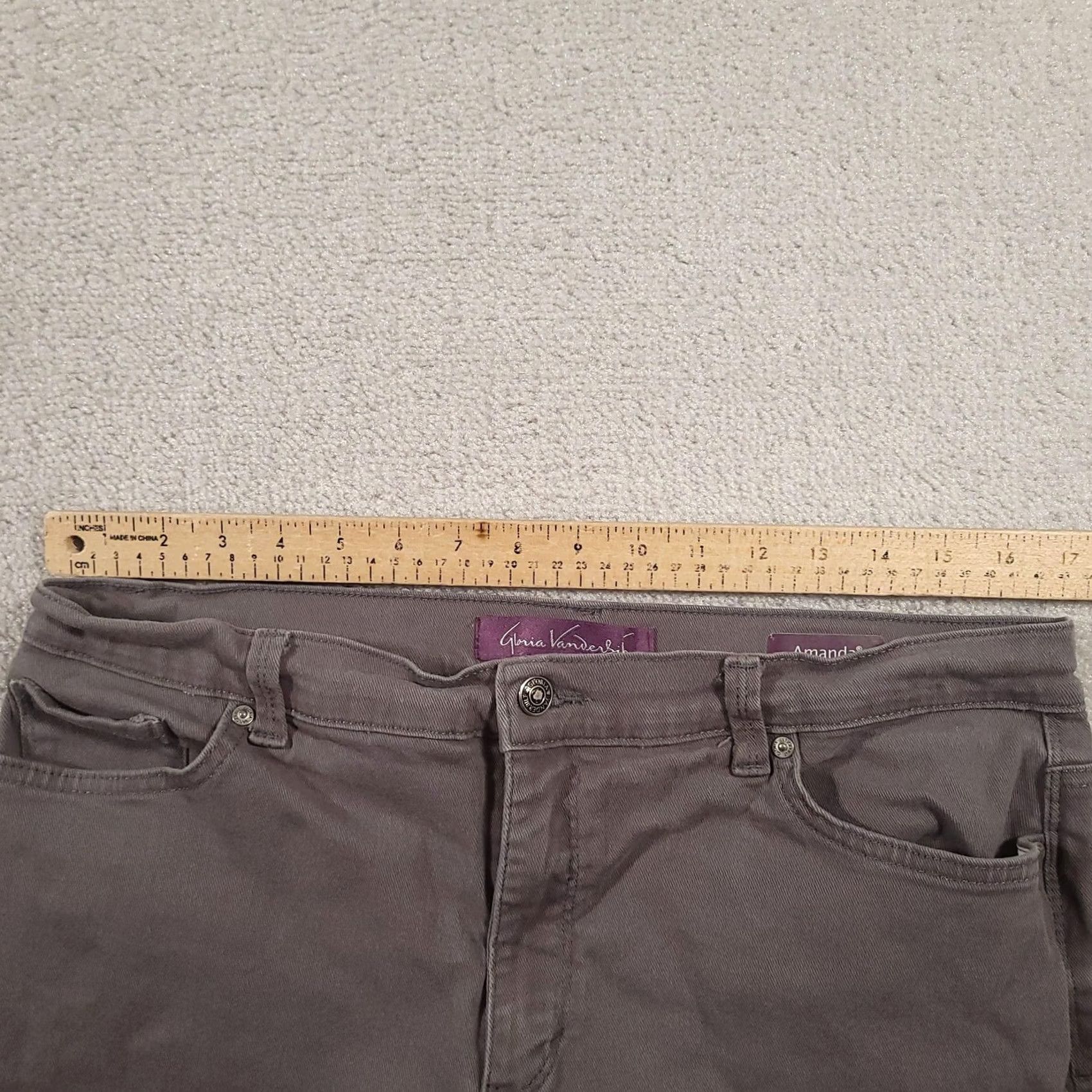 Gloria Vanderbilt VINTAGE Gloria Vanderbilt Jeans Womens 14 Gray Amanda Stretch High Rise Classic Denim Tapered Zip 5-Pocket Womens Size 36" / US 14 / IT 50 - 7 Thumbnail