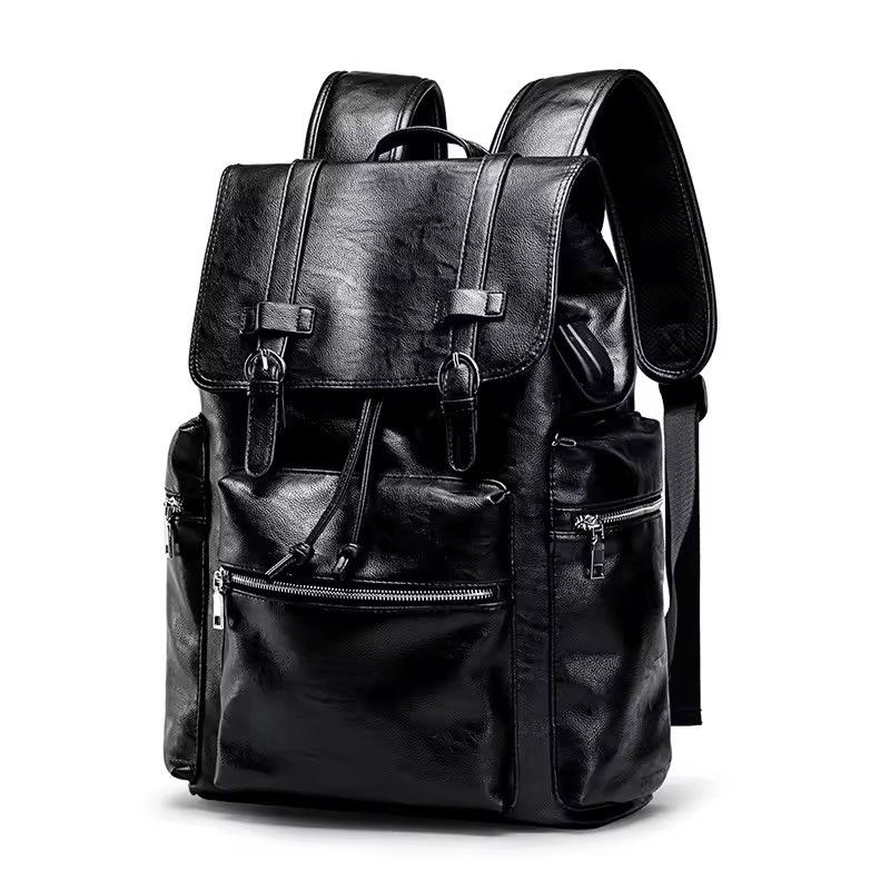 Japanese Brand Capacity Streetwear PU Leather Backpack Bag Size ONE SIZE - 1 Thumbnail
