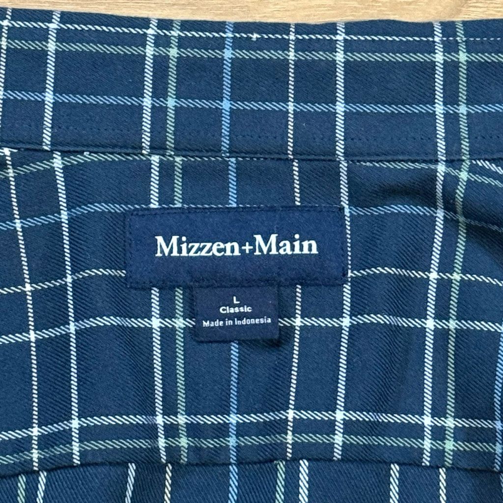 No Fear Mizzen+Main Men’s L Classic Blue Plaid Performance Shirt Size US L / EU 52-54 / 3 - 8 Thumbnail