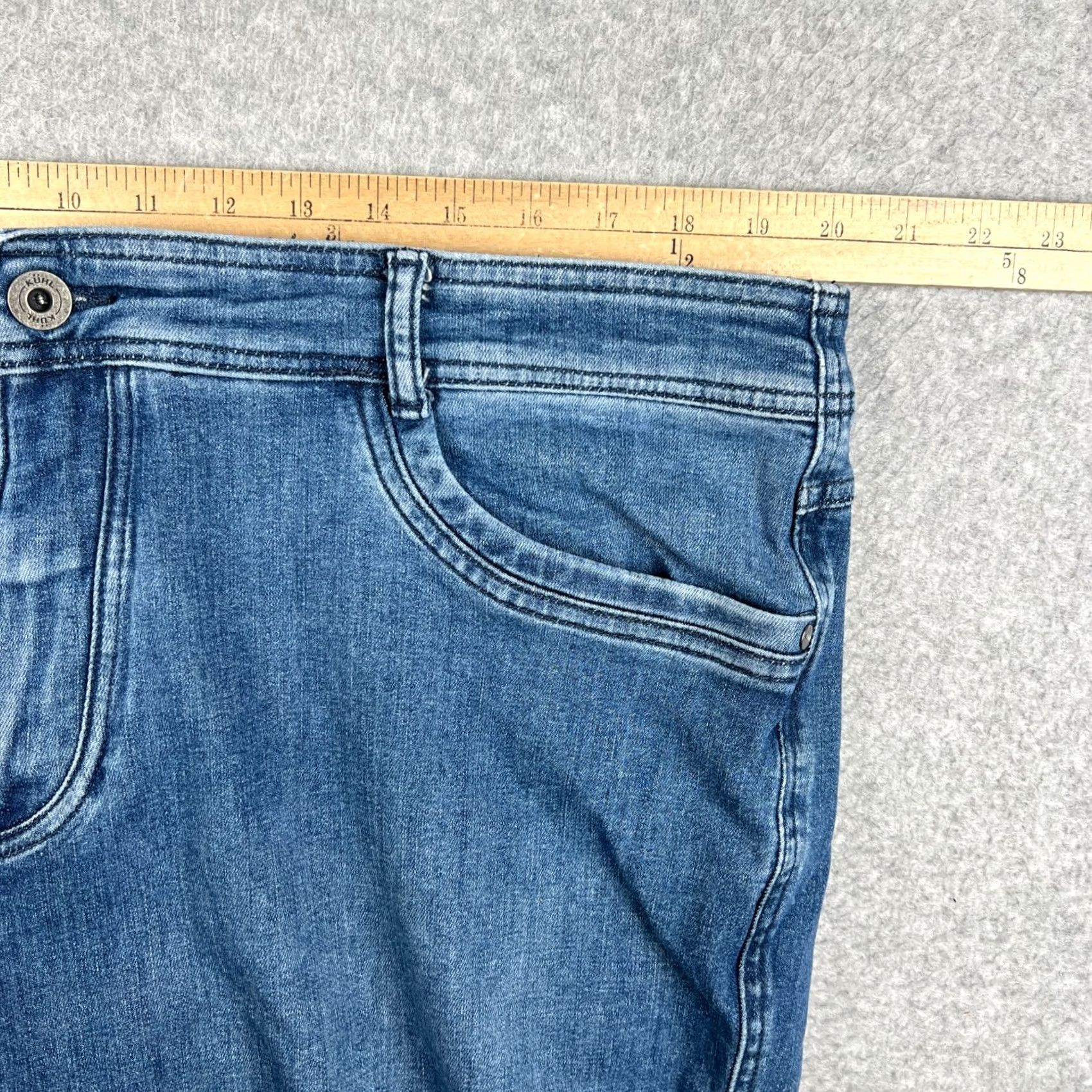 Denime KUHL Klassik Jeans Stretch Denim Pants 40x32 Mens Blue Indigo Hiking Outdoors Regular Straight 5-Pocket Denim Rise Mid Blue Mens Jeans Size US 40 / EU 56 - 7 Thumbnail