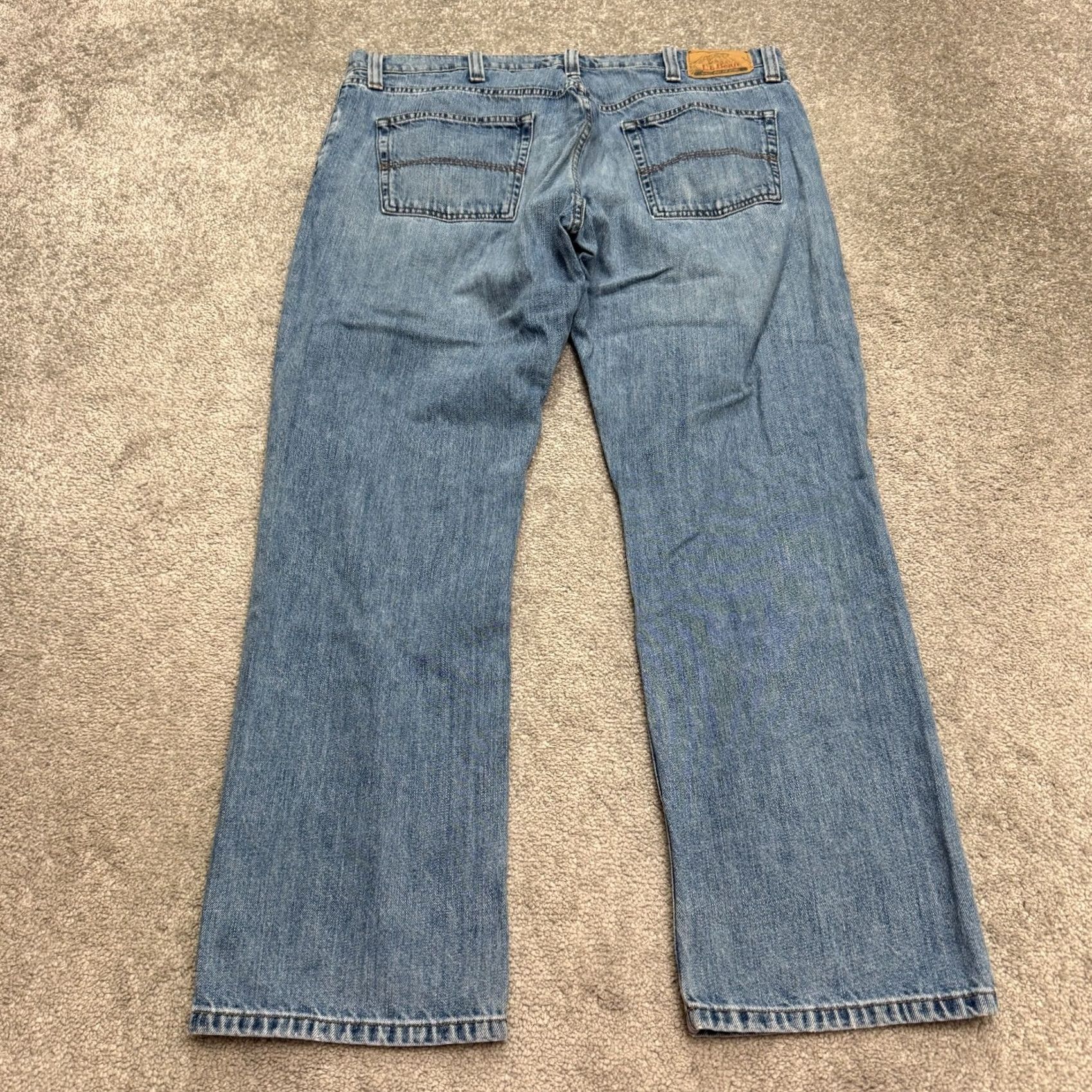 Vintage L.L. Bean Jeans Mens 38x30 Straight Denim Medium Blue Cotton Classic Fit 5-Pocket Button Zip Pan-Flair? Size US 38 / EU 54 - 2 Thumbnail