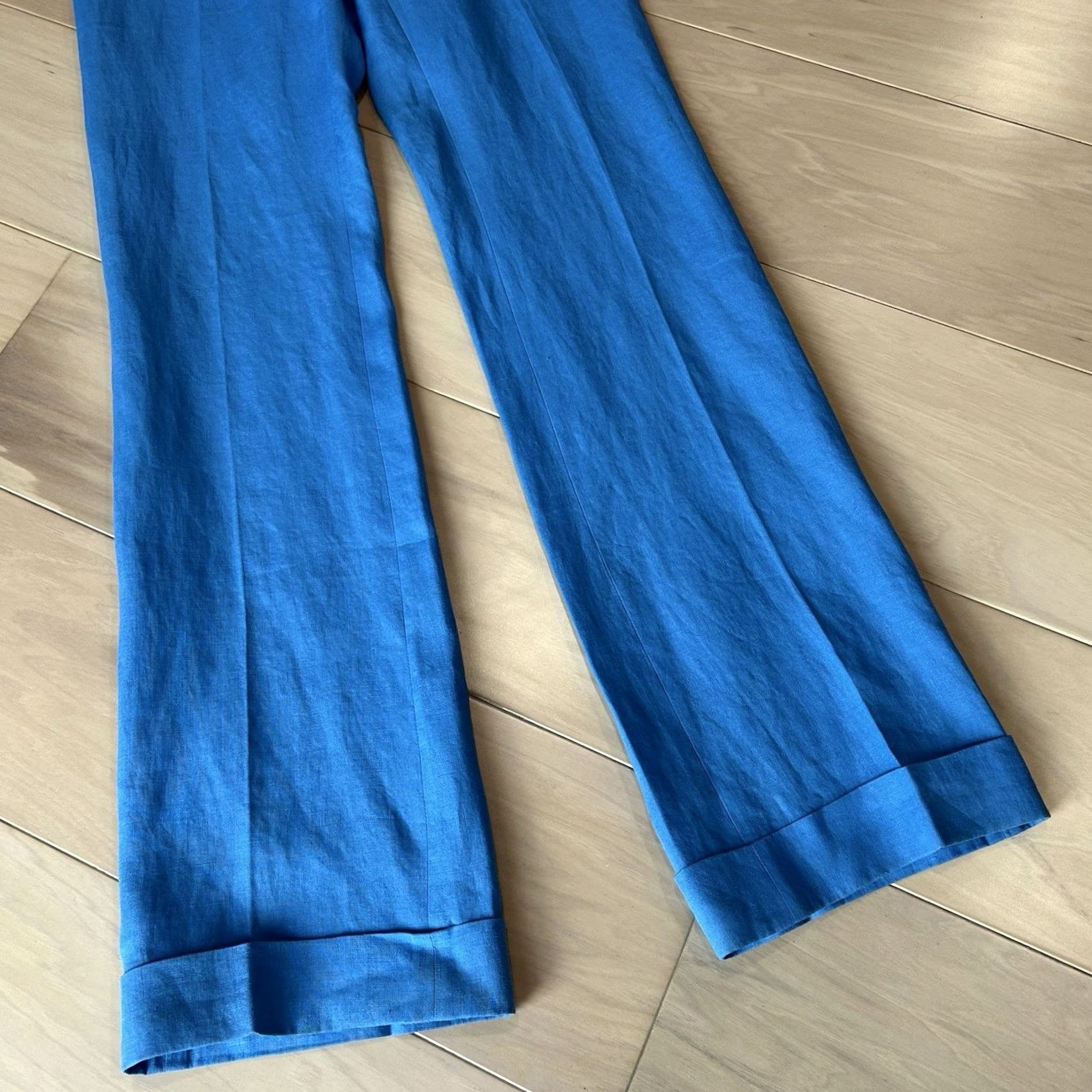 VINTAGE Moschino Cheap and Chic Wide Leg Linen Trousers In Blue