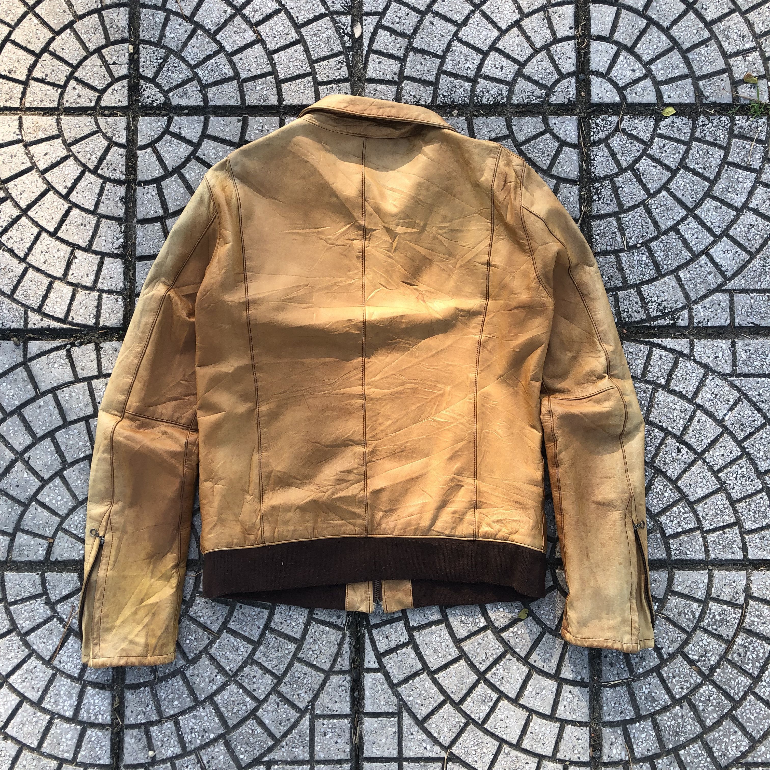 Japanese Brand Shama Japan Distressed Leather Bomber Jacket Collared Zip Up Size US S / EU 44-46 / 1 - 3 Thumbnail