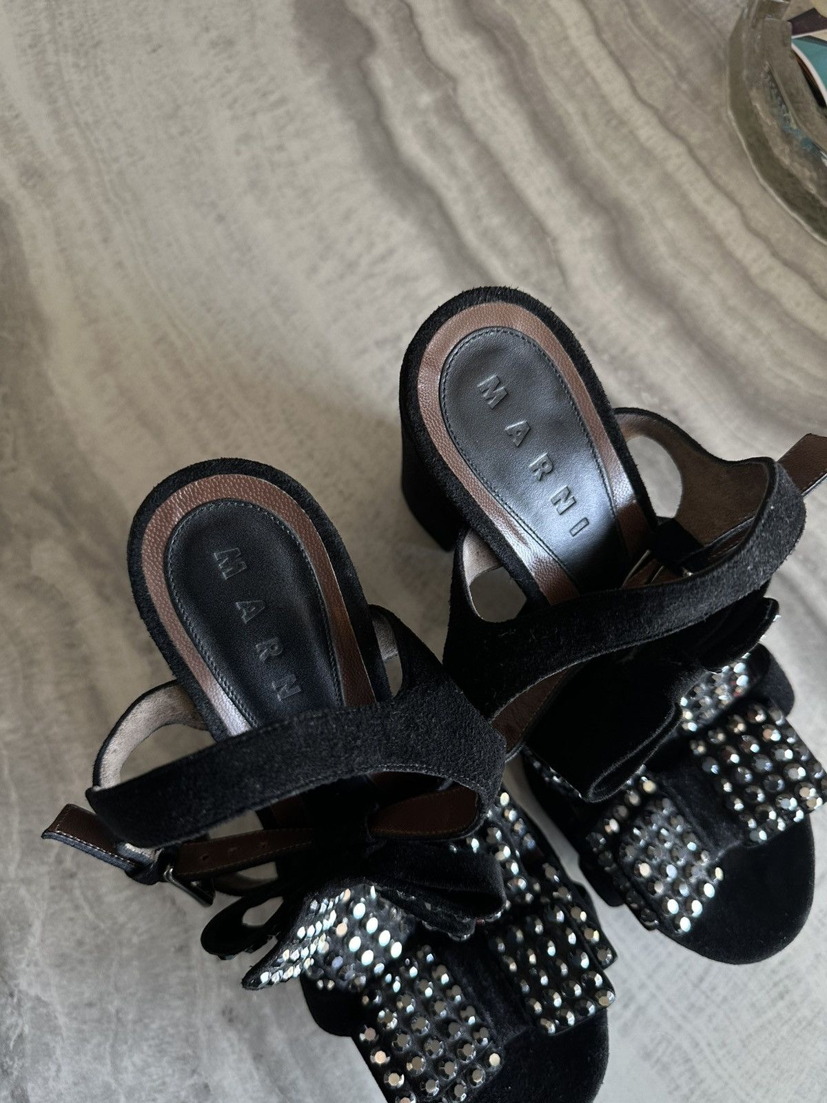 Marni Marni Black Suede Rhinestone Studded Platform Sandals Size US 9 / IT 39 - 9 Thumbnail