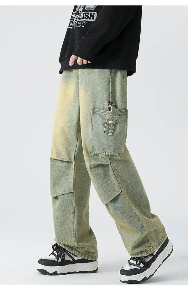 Japanese Brand Washed distressed vintage workwear straight-leg casual jeans Size US 32 / EU 48 - 5 Thumbnail